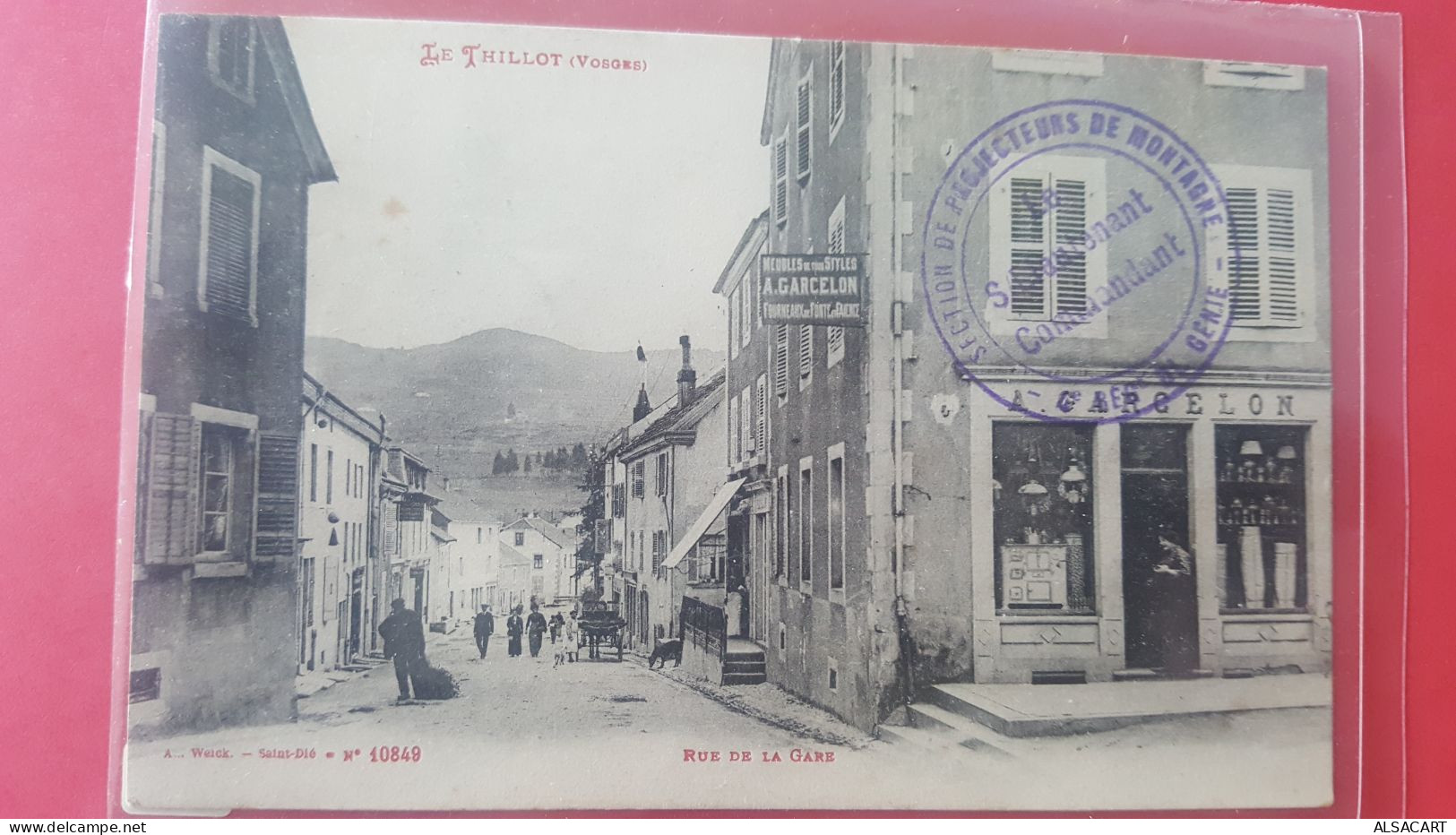 Le Thillot , Rue De La Gare , Commerce De Meubles Garcelon , Cachet Militaire - Le Thillot