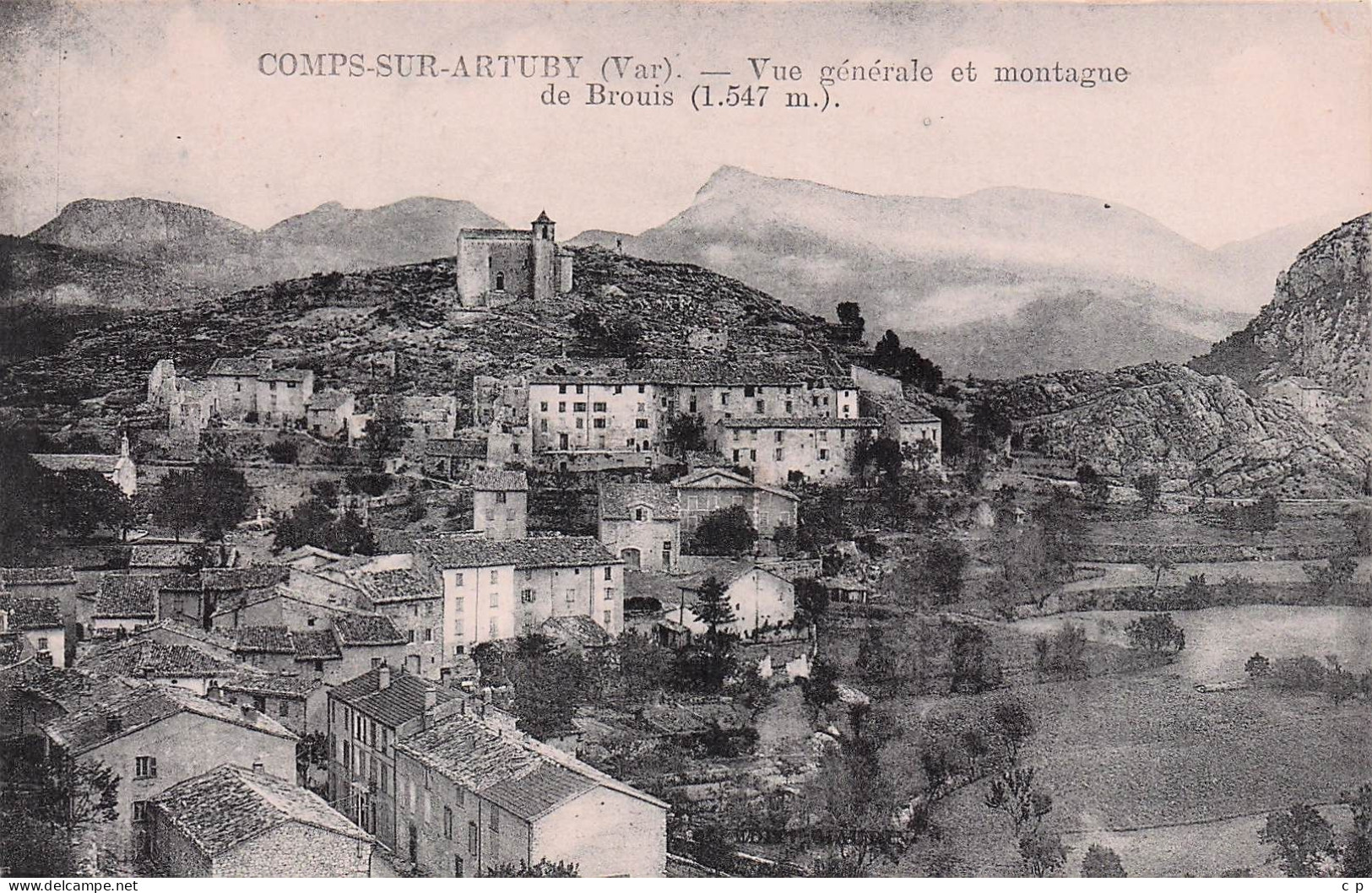 Comps Sur Artuby - Vue Generale Et Montagne De Brouis -  CPA °J - Comps-sur-Artuby