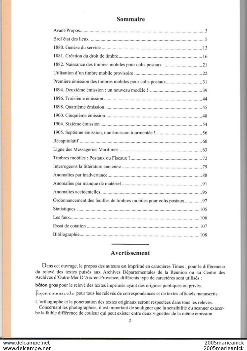 ILE DE LA REUNION Tome II. 1882-1905 LES TIMBRES MOBILES POUR COLIS POSTAUX 112 Pages Abondamment Illustrées En Couleur - Altri & Non Classificati