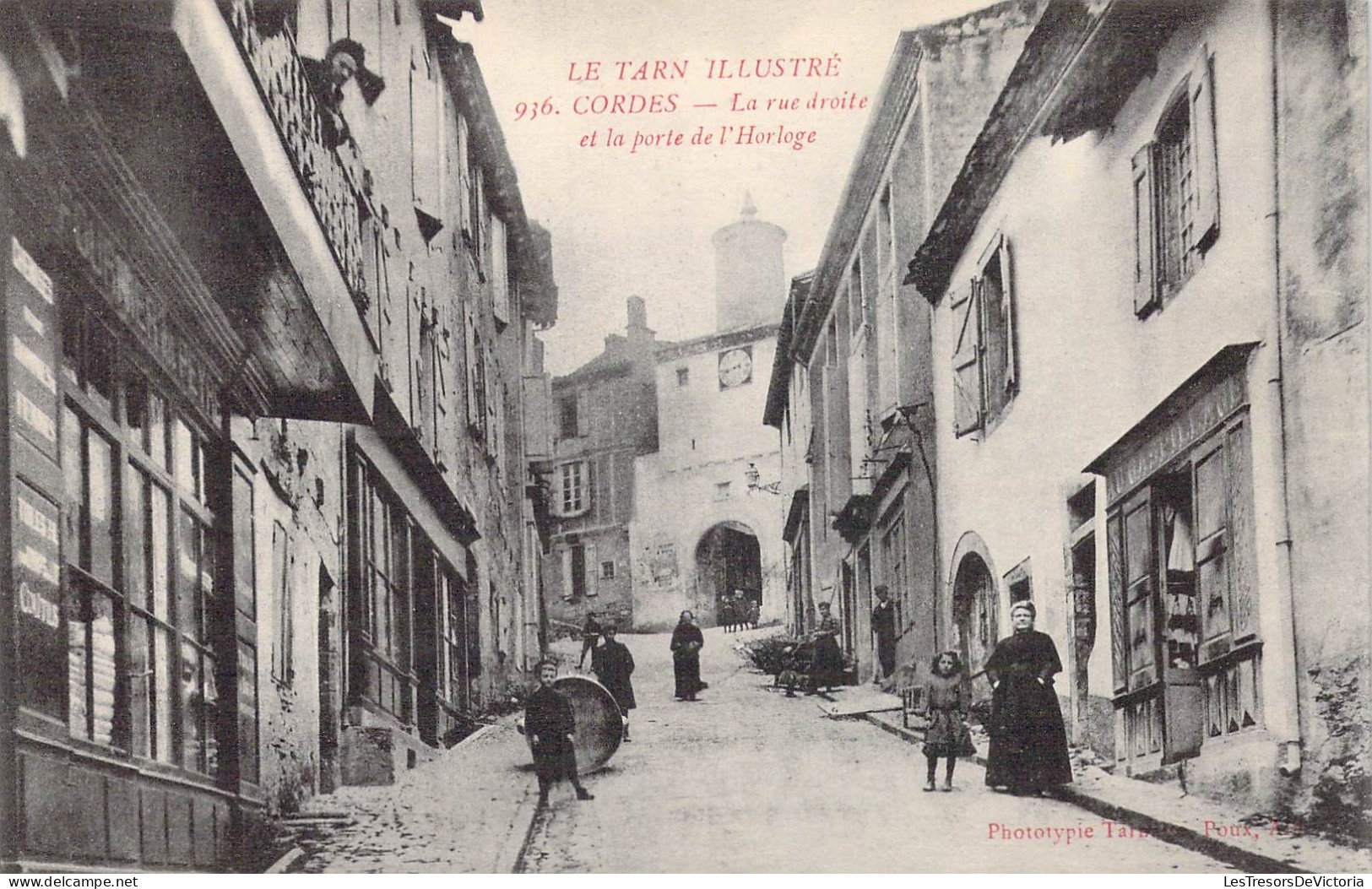 FRANCE - 81 - Cordes - La Rue Droite Et La Porte De L'Horloge - Carte Postale Ancienne - Cordes