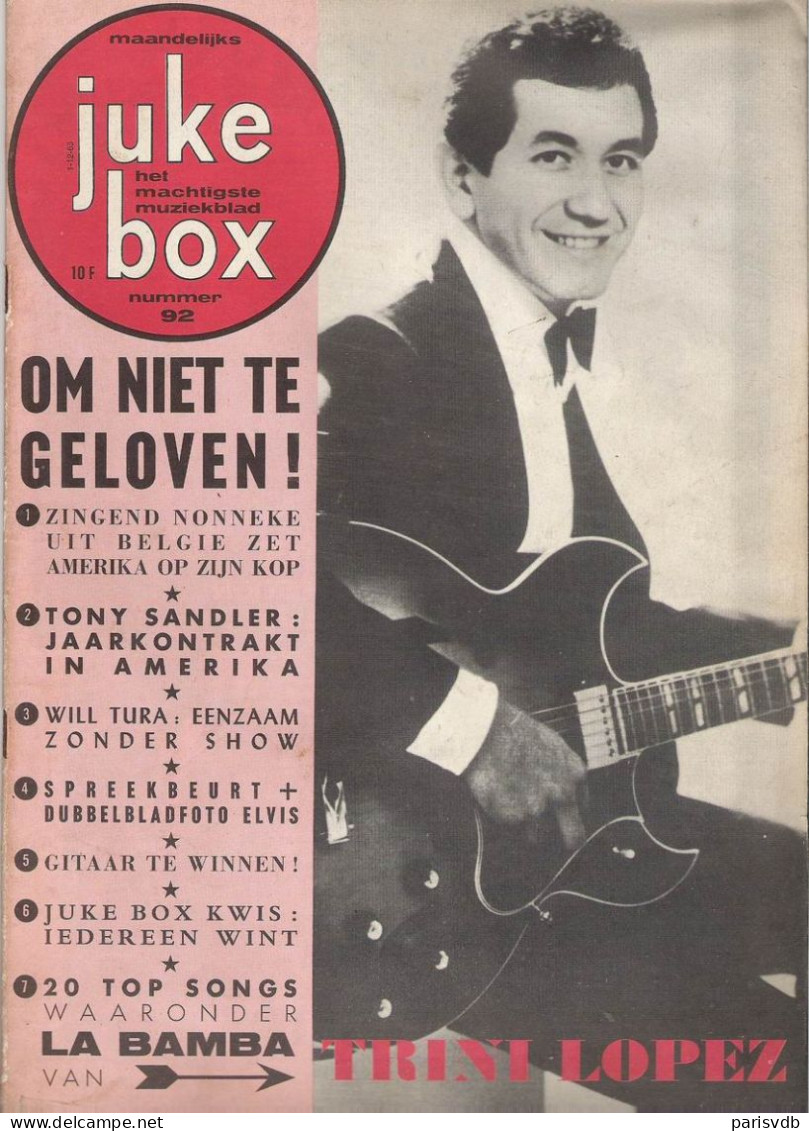 JUKE BOX NR 92 Van 1 DECEMBER 1963 -  TRINI LOPEZ - NEDERLANDS  (JB 92) - Sonstige & Ohne Zuordnung