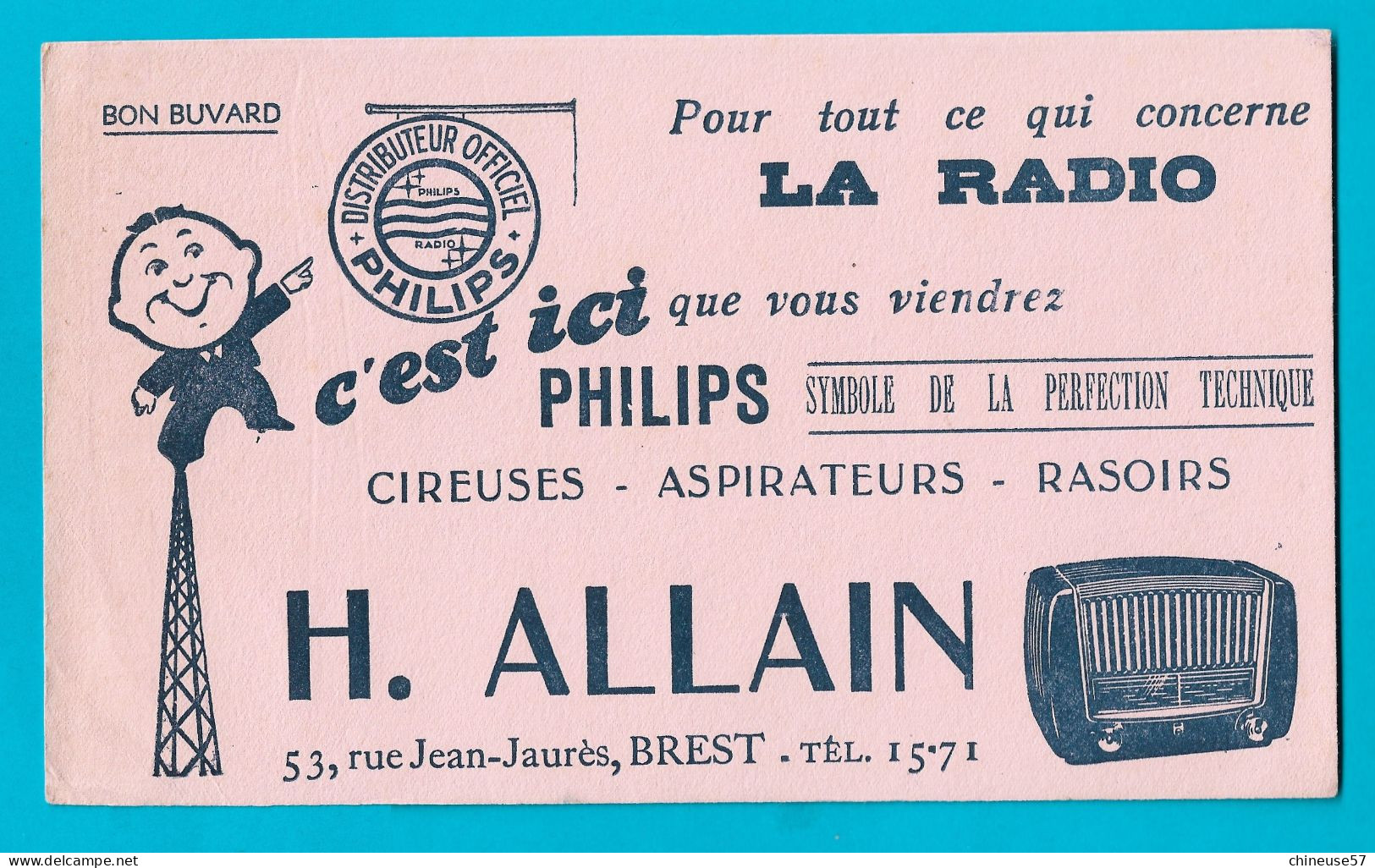 Buvard H.ALLAIN  Phillips Brest La Radio - R