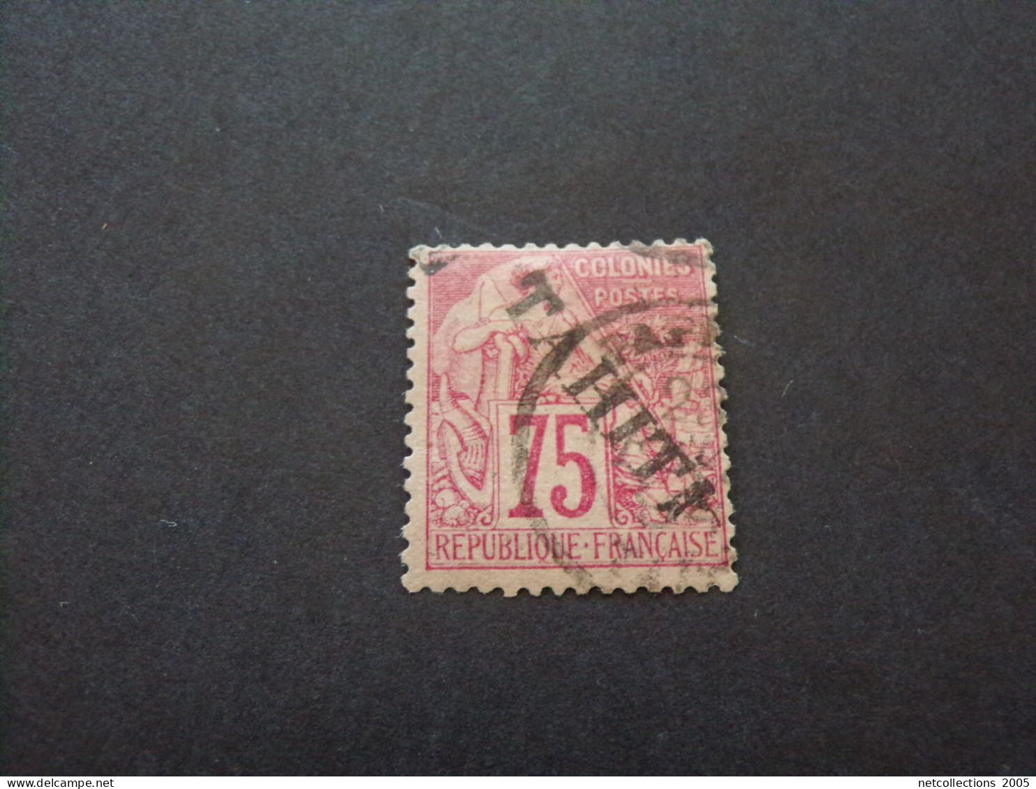TAHITI N°17a - Signé Brun - OBLITERE AVEC CHARNIERE (pochette Noir) - Used Stamps