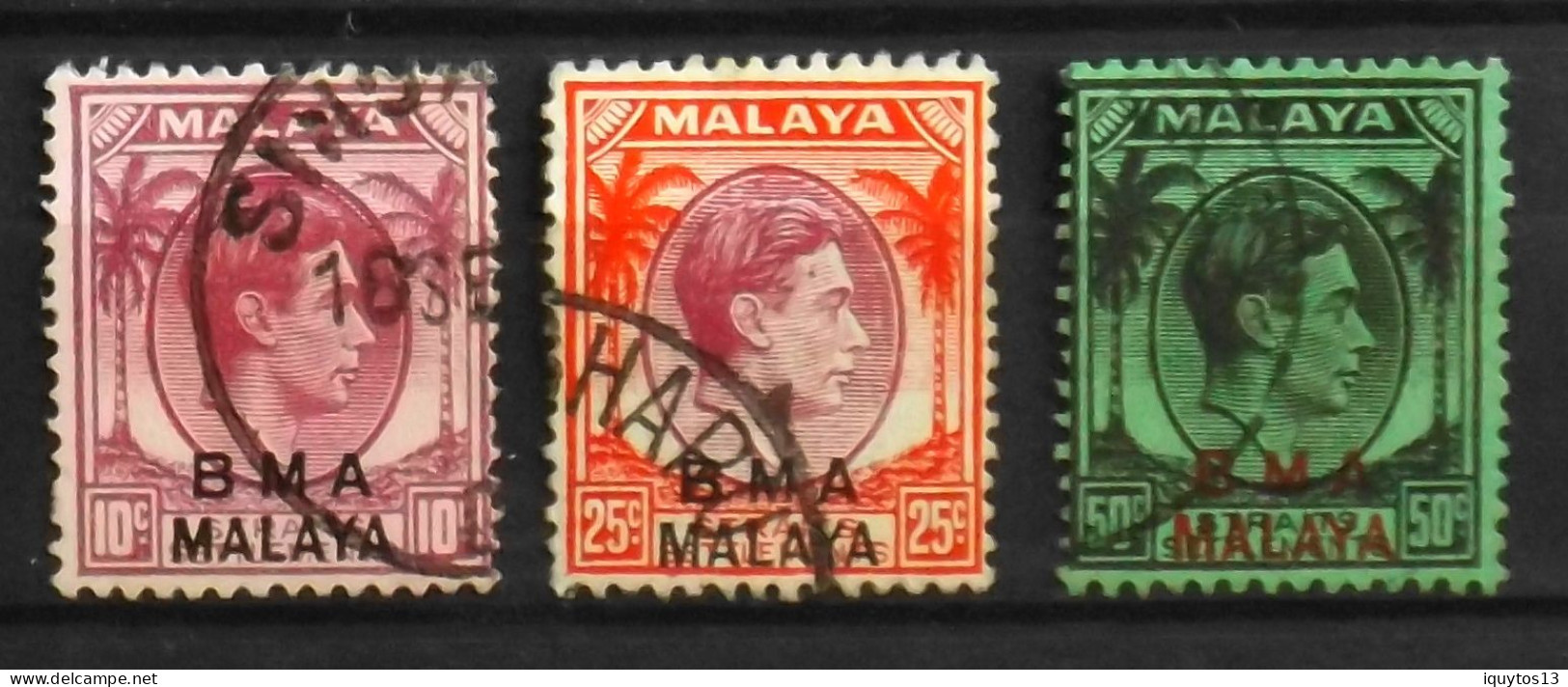 3 Timbres MALAYA, Surchargé BMA MALAYA - Oblitérés - TB. Etat - Malaya (British Military Administration)