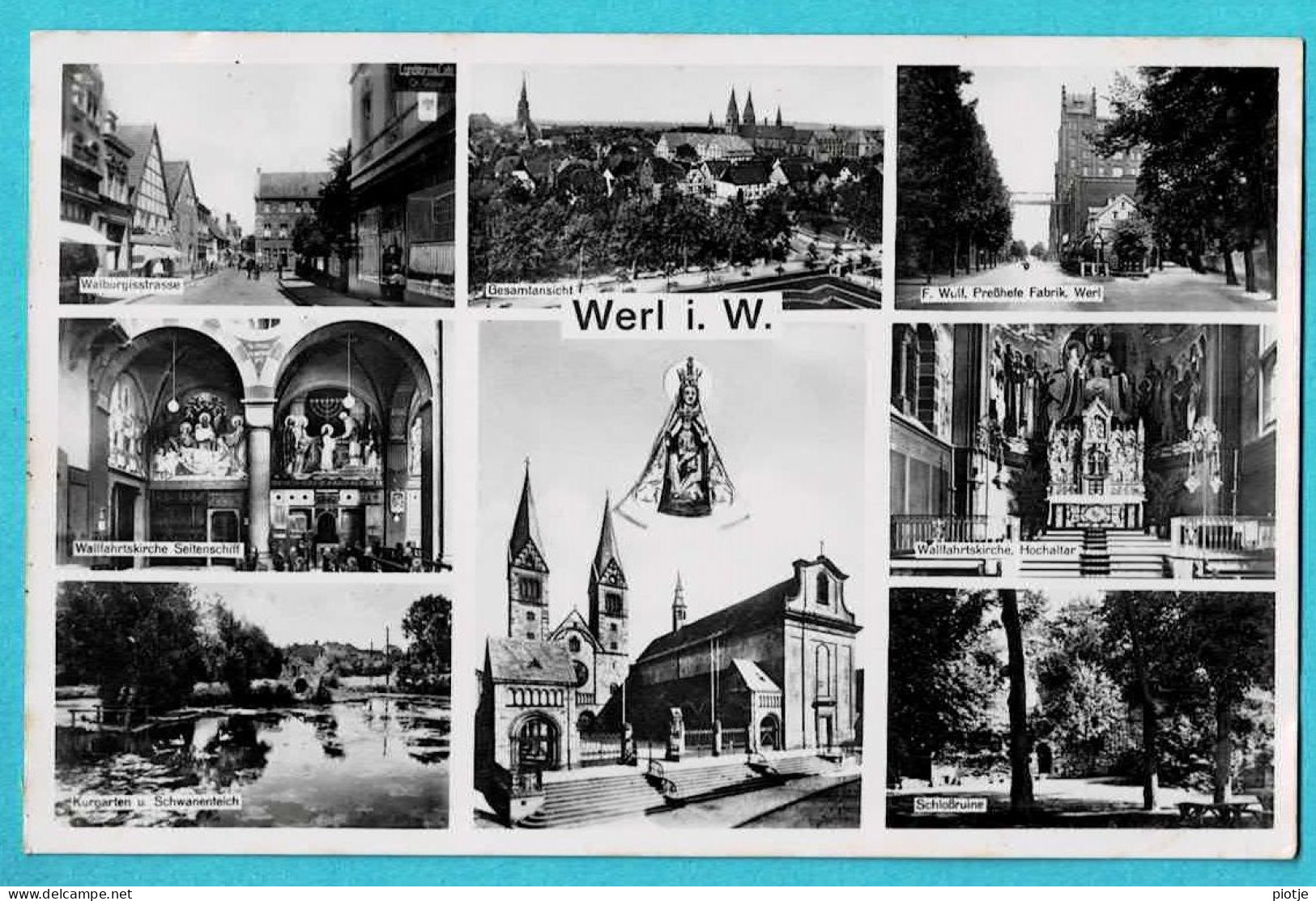 * Werl I. W. (Nordrhein Westfalen - Deutschland) * (Cramers K.G.) Walburgisstrasse, Presshefe Fabrik, Kirche, Old - Werl