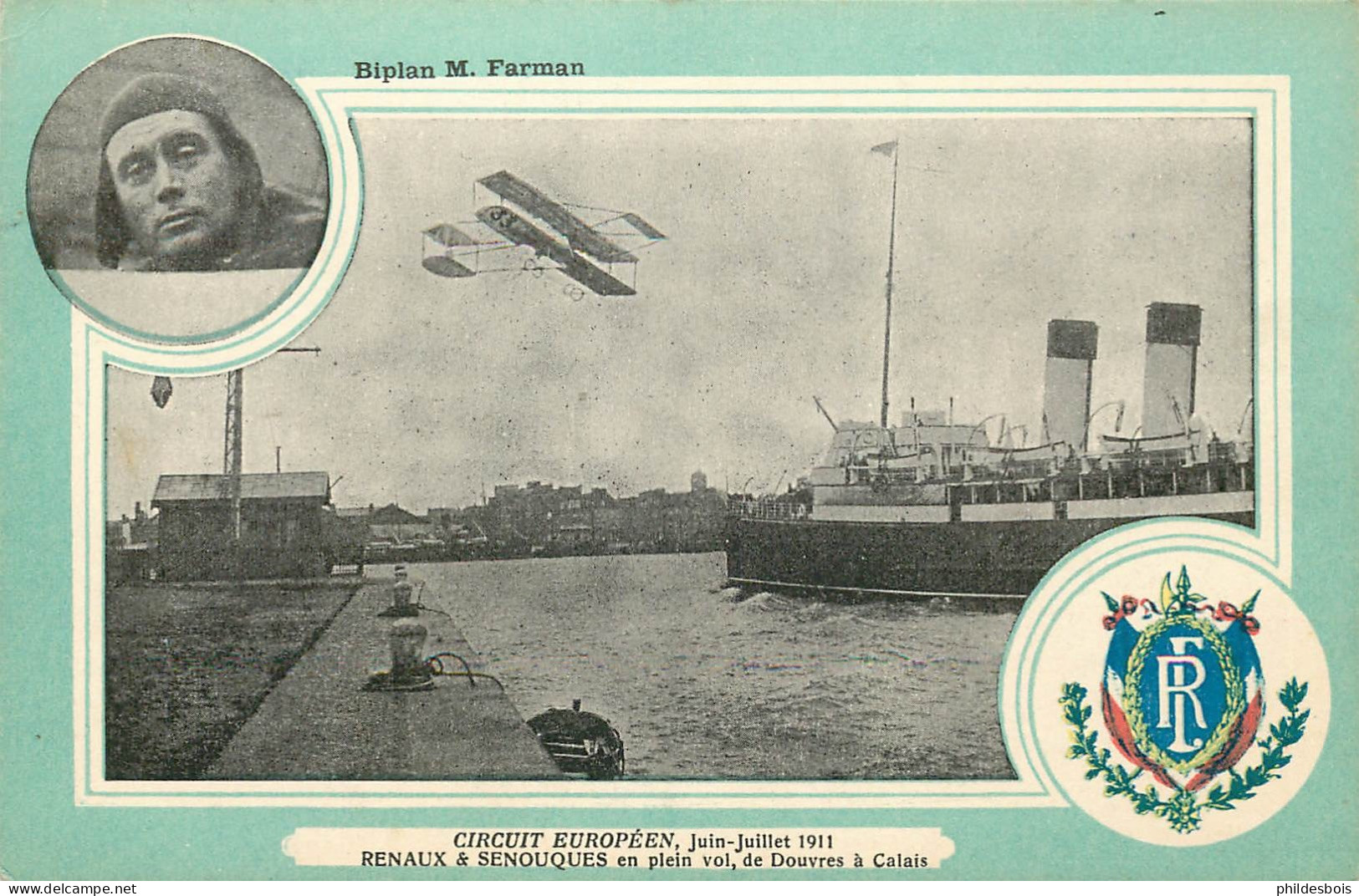 CIRCUIT EUROPEEN   Juin-Juillet 1911  Renaux & Senouques En Plein Vol De Douvres A Calais - ....-1914: Voorlopers