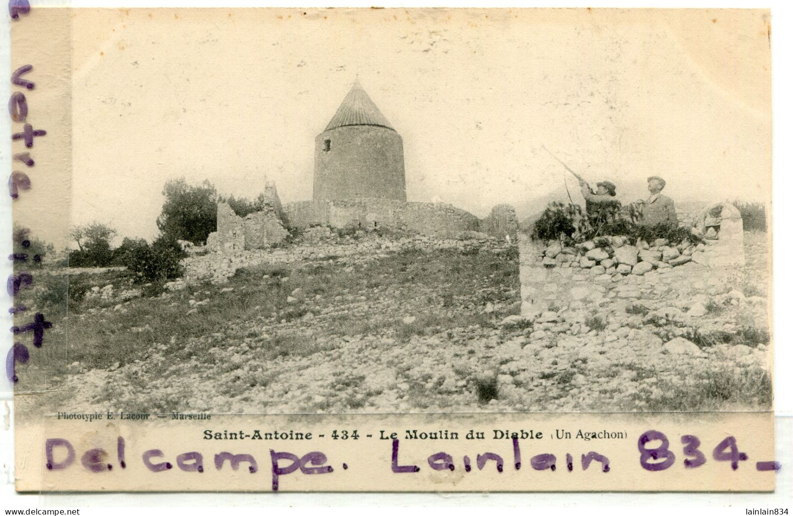 - 434 - MARSEILLE - Saint - ANTOINE - Le Moulin Du Diable, Un Agachon, Chasseurs Au Poste,  Précurseur, TTBE, Scans. - Nordbezirke, Le Merlan, Saint-Antoine