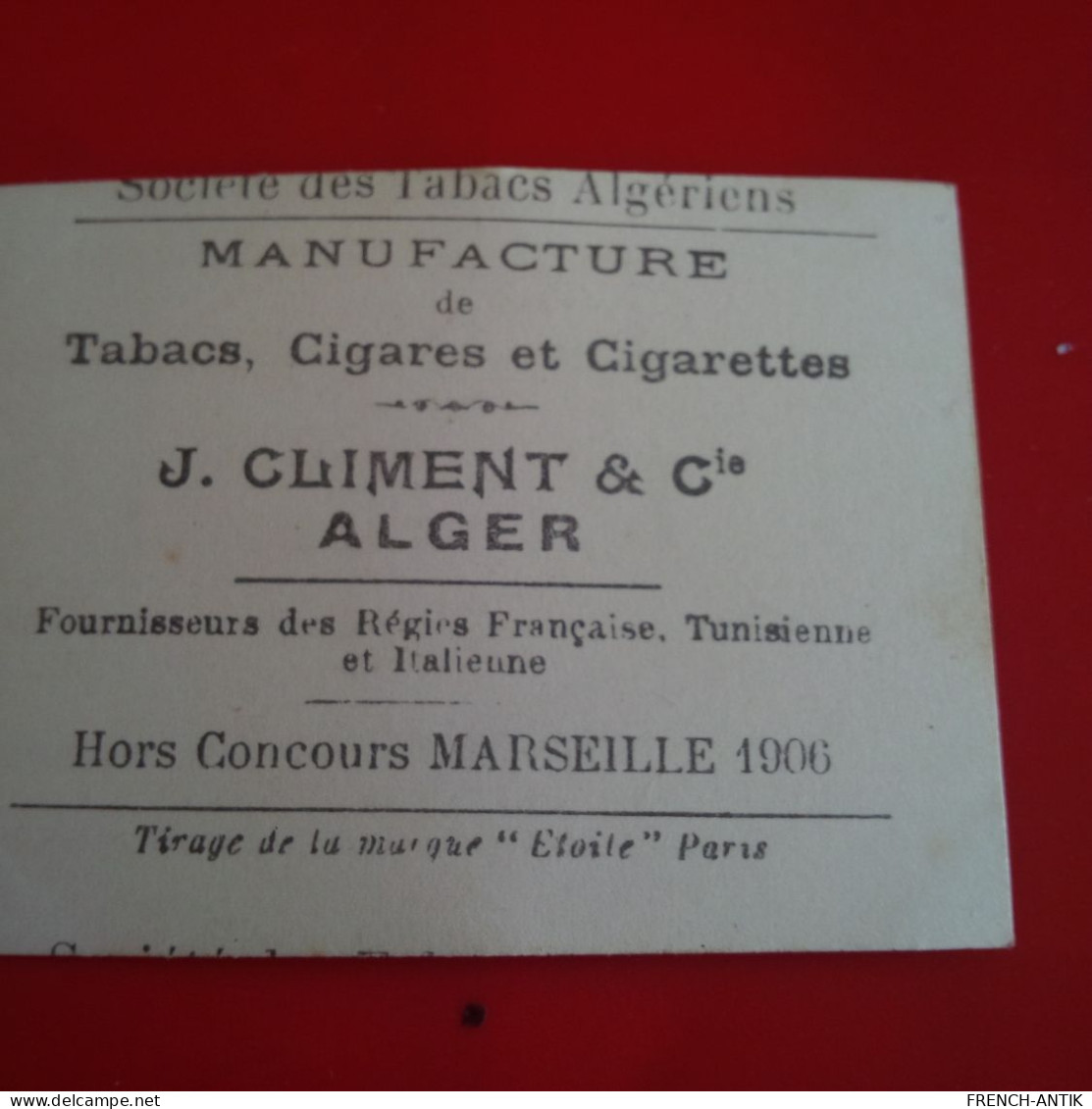 CIGARETTES CLIMENT ALGER TIPHAINE - Climent