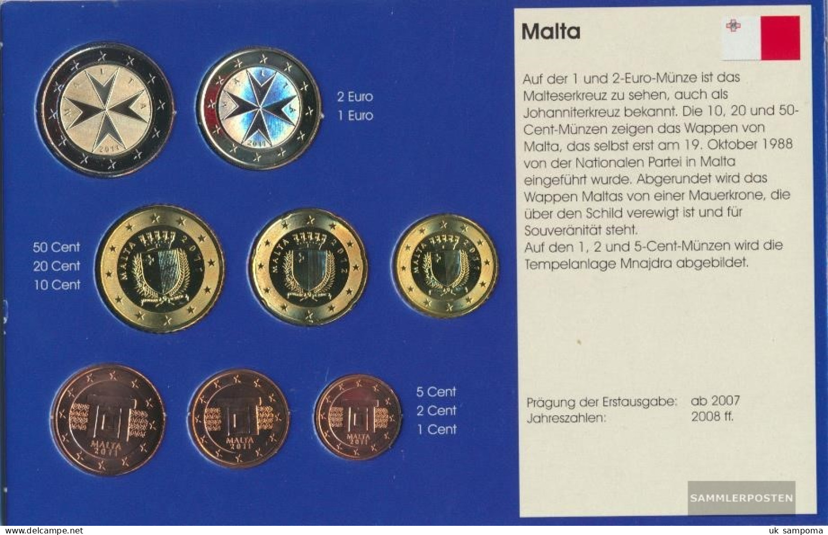 Malta Stgl./unzirkuliert Kursmünzensatz Mixed Vintages Stgl./unzirkuliert From 2008 Euro Komplettausgfrome - Malta