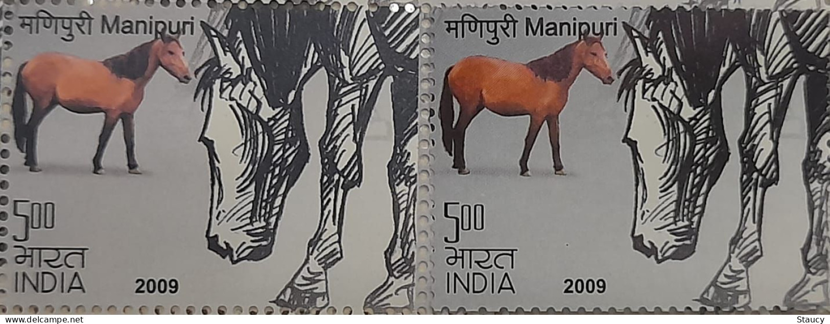 India 2009 Error Horses - Breeds Of Horses "error Dry Print Or Colour Variation" MNH, As Per Scan - Varietà & Curiosità