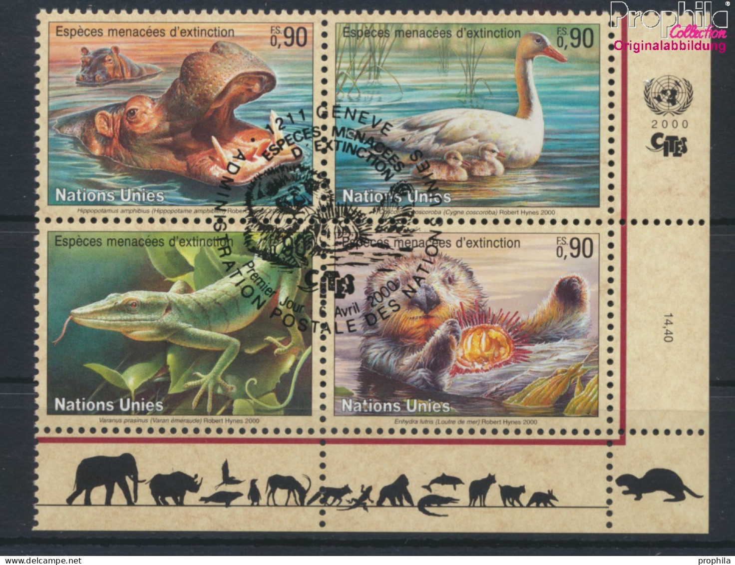 UNO - Genf 385-388 Viererblock (kompl.Ausg.) Gestempelt 2000 Gefährdete Tiere (10073013 - Used Stamps