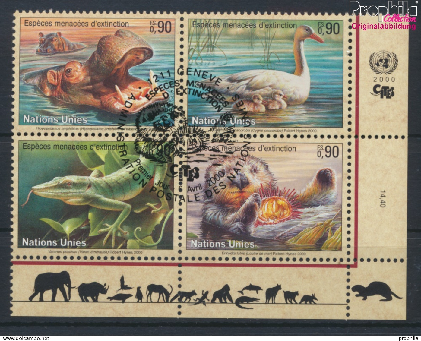 UNO - Genf 385-388 Viererblock (kompl.Ausg.) Gestempelt 2000 Gefährdete Tiere (10073014 - Used Stamps