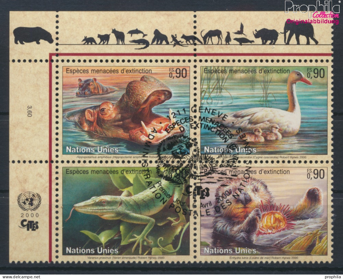 UNO - Genf 385-388 Viererblock (kompl.Ausg.) Gestempelt 2000 Gefährdete Tiere (10073016 - Used Stamps