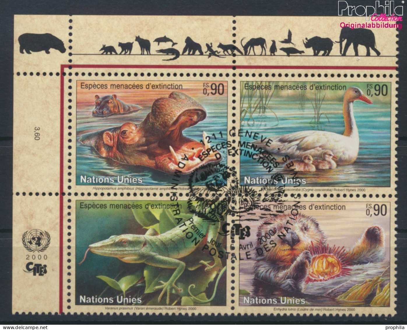 UNO - Genf 385-388 Viererblock (kompl.Ausg.) Gestempelt 2000 Gefährdete Tiere (10073018 - Used Stamps