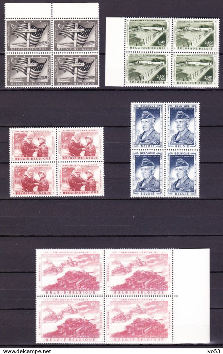 1957 Nr 1032-36** Zonder Scharnier,blokjes Van 4,uit Reeks Memoriaal Generaal Patton.OBP 120 Euro. - Unused Stamps