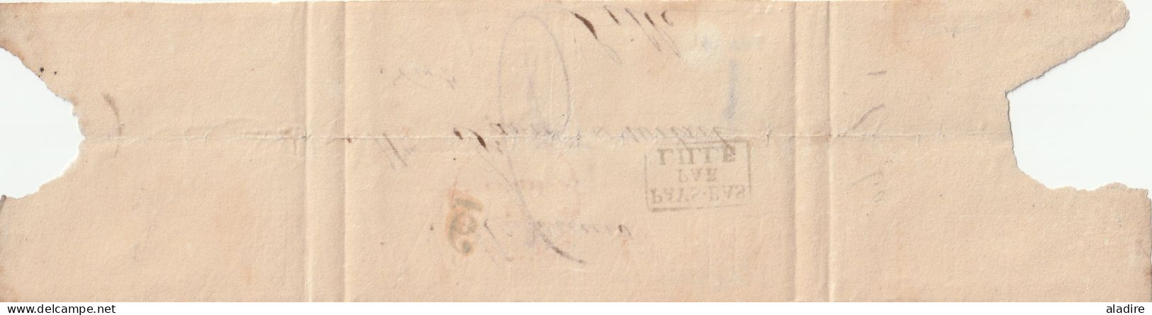 Circa 1830 - Bande De Journal De Belgique Vers Lille, France - Entrée Pays Bas Par LILLE - Taxe 6 - LPB2R - 1815-1830 (Hollandse Tijd)