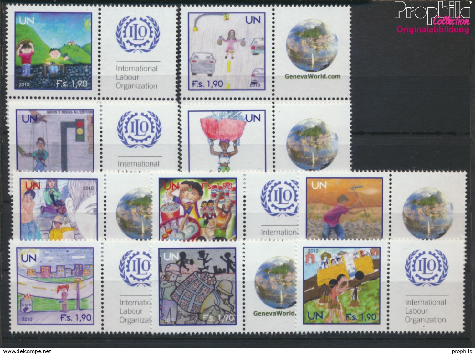 UNO - Genf 725Zf-734Zf Mit Zierfeld (kompl.Ausg.) Postfrisch 2010 Kinderarbeit (10054331 - Unused Stamps