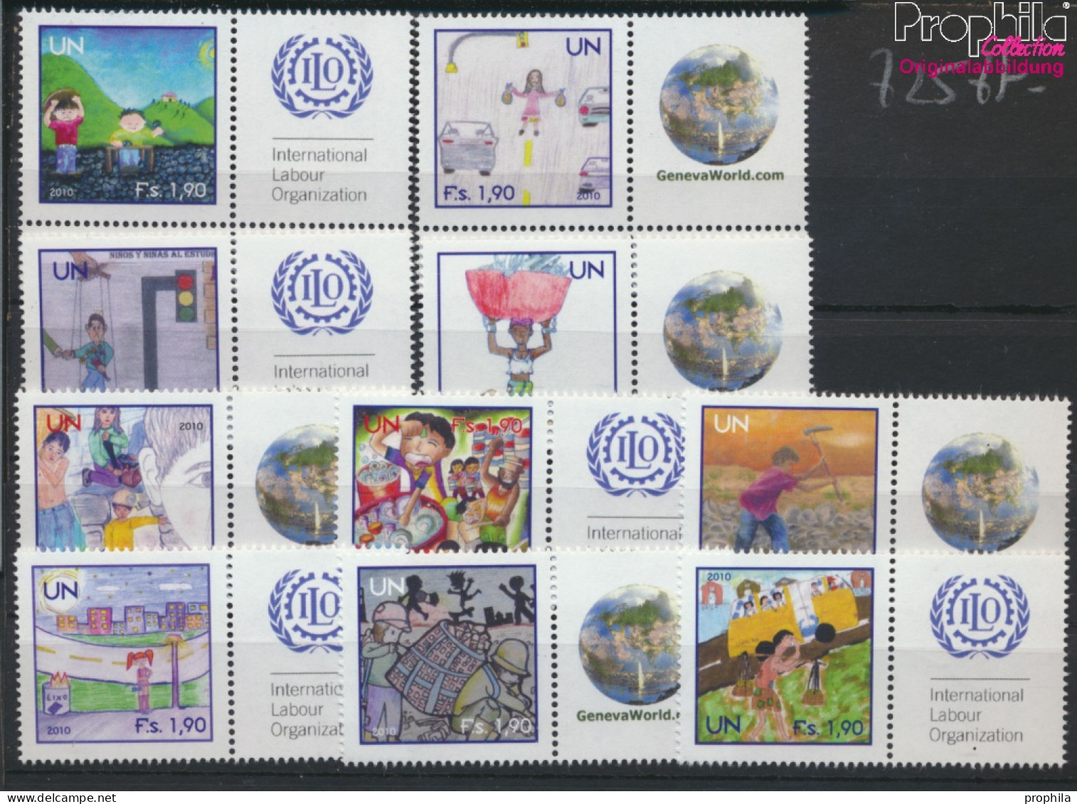 UNO - Genf 725Zf-734Zf Mit Zierfeld (kompl.Ausg.) Postfrisch 2010 Kinderarbeit (10054332 - Unused Stamps