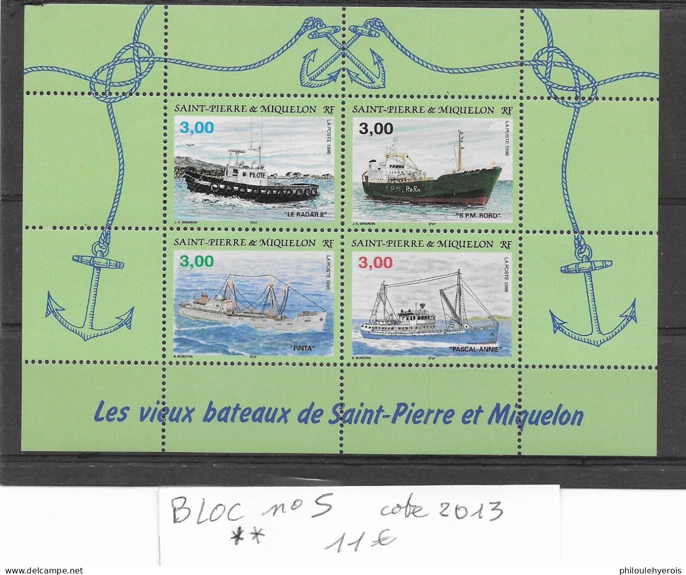 SAINT PIERRE ET MIQUELON Bloc N° 5 ++ - Blokken & Velletjes