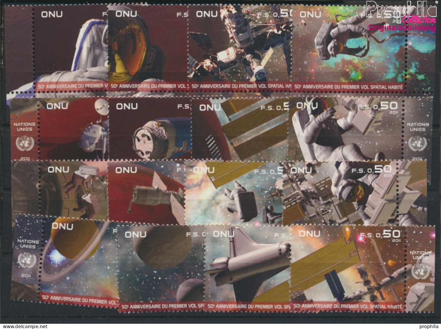 UNO - Genf 751-766 Zd-Bogen (kompl.Ausg.) Postfrisch 2011 Bemannte Weltraumfahrt (10054254 - Unused Stamps