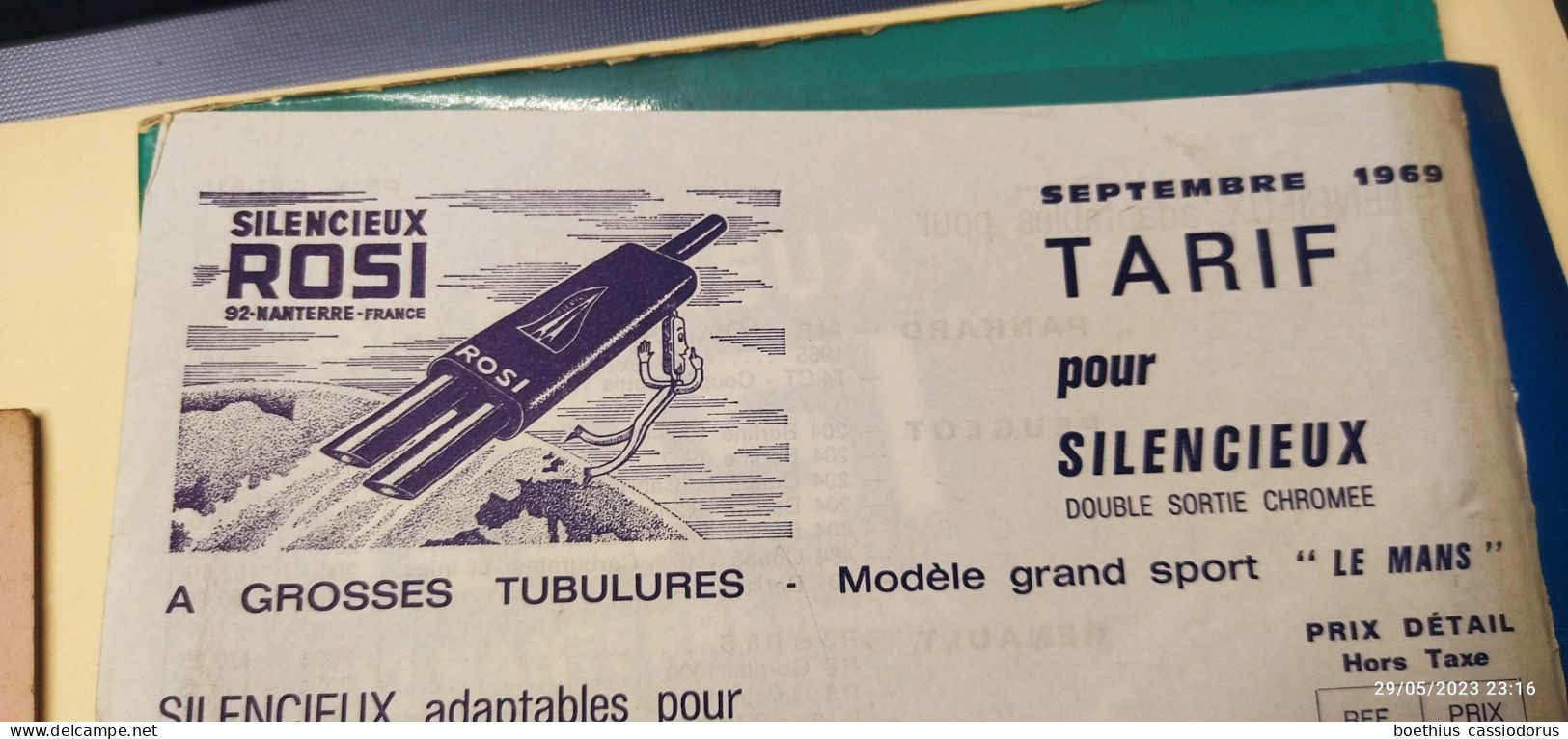 LES SILENCIEUX ROSI OCT 1973 + tarif 1970 + SILENCIEUX ROSI GRAND SPORT TYPE " LE MANS " + tarifs 1969