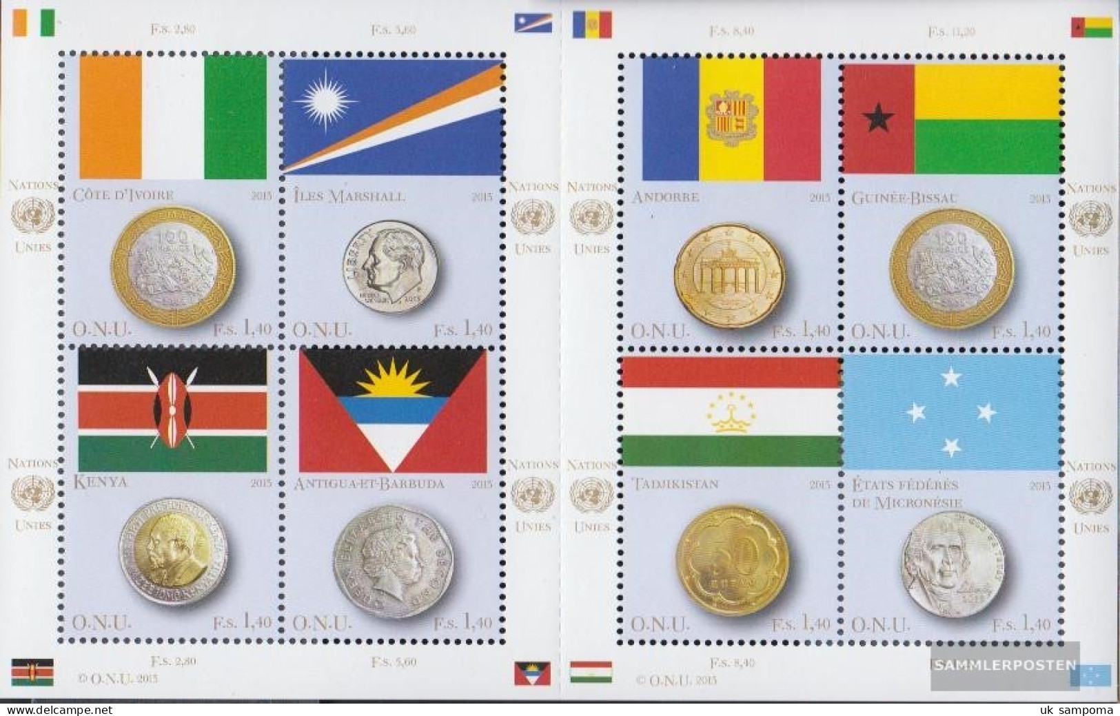 UN - Geneva 838-845 Sheetlet (complete Issue) Unmounted Mint / Never Hinged 2013 Flags The Coins - Neufs