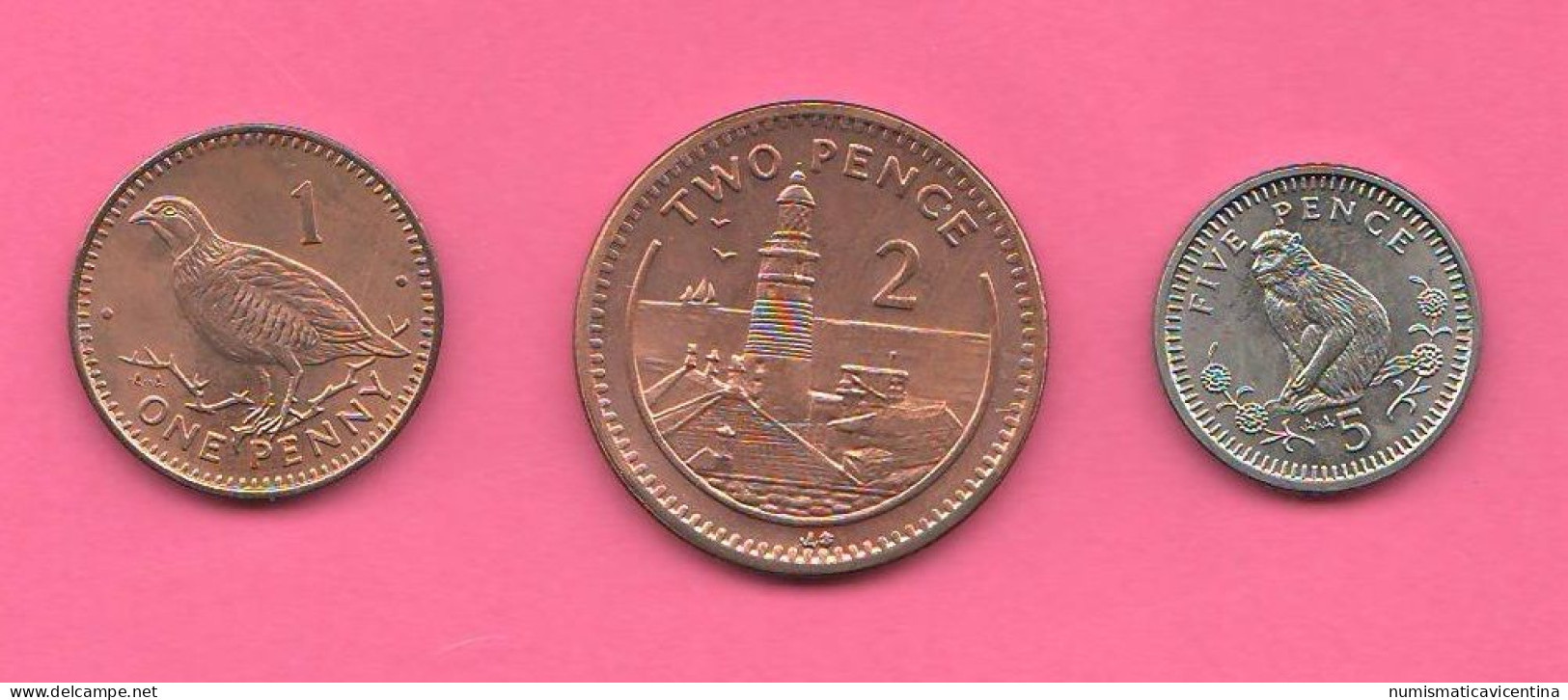 Gibraltair 1 + 2 + 5 Cents 1995 Gibilterra Bronze E  Nickel Coins - Gibraltar