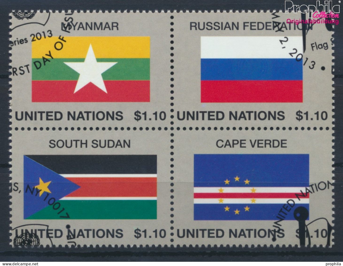 UNO - New York 1344-1347 (kompl.Ausg.) Gestempelt 2013 Flaggen UNO Mitgliedstaaten (10077084 - Oblitérés