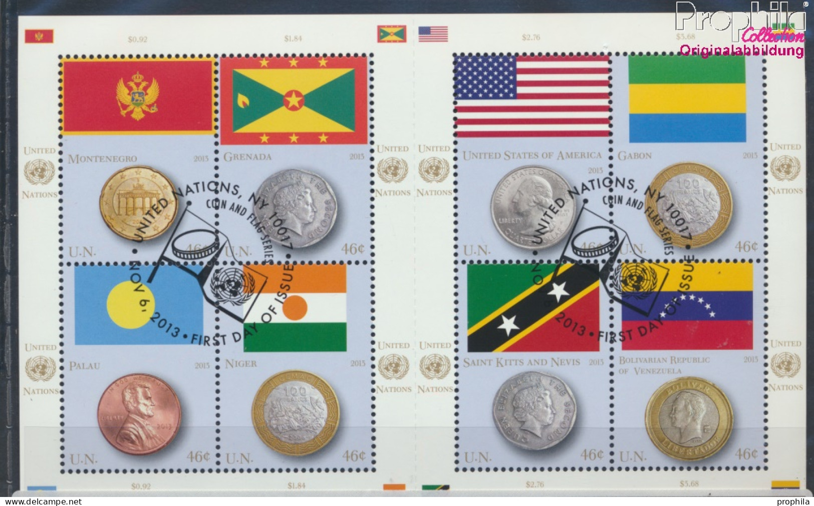 UNO - New York 1379-1386 Kleinbogen (kompl.Ausg.) Gestempelt 2013 Flaggen Und Münzen (10077052 - Usados