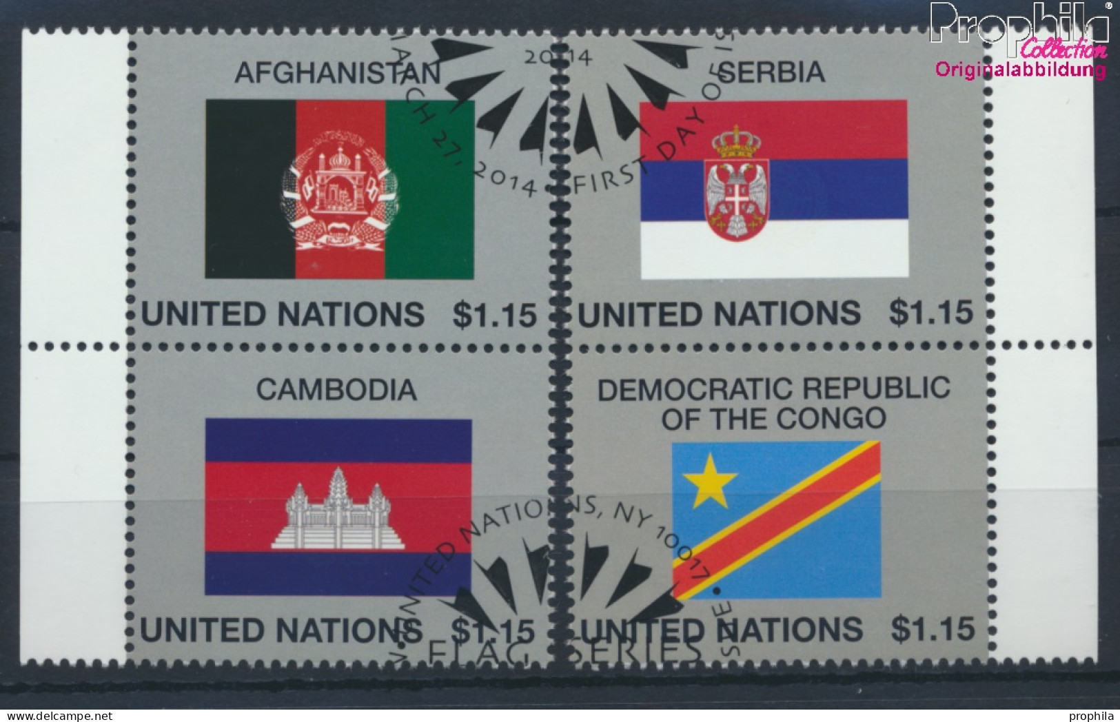 UNO - New York 1400-1403 (kompl.Ausg.) Gestempelt 2014 Flaggen UNO Mitgliedstaaten (10077027 - Oblitérés
