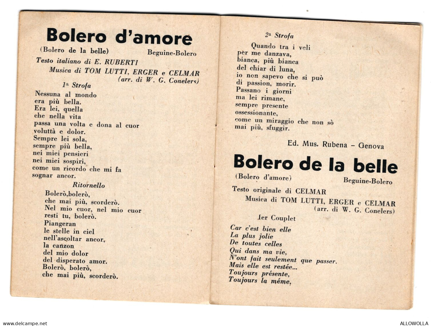 20707 " LE CANZONI DEL FERRAGOSTO(I TESTI DI 26 CANZONI)-LIRE 35-EDIZ. CANORE-MILANO-AGOSTO 1953 " - Musique