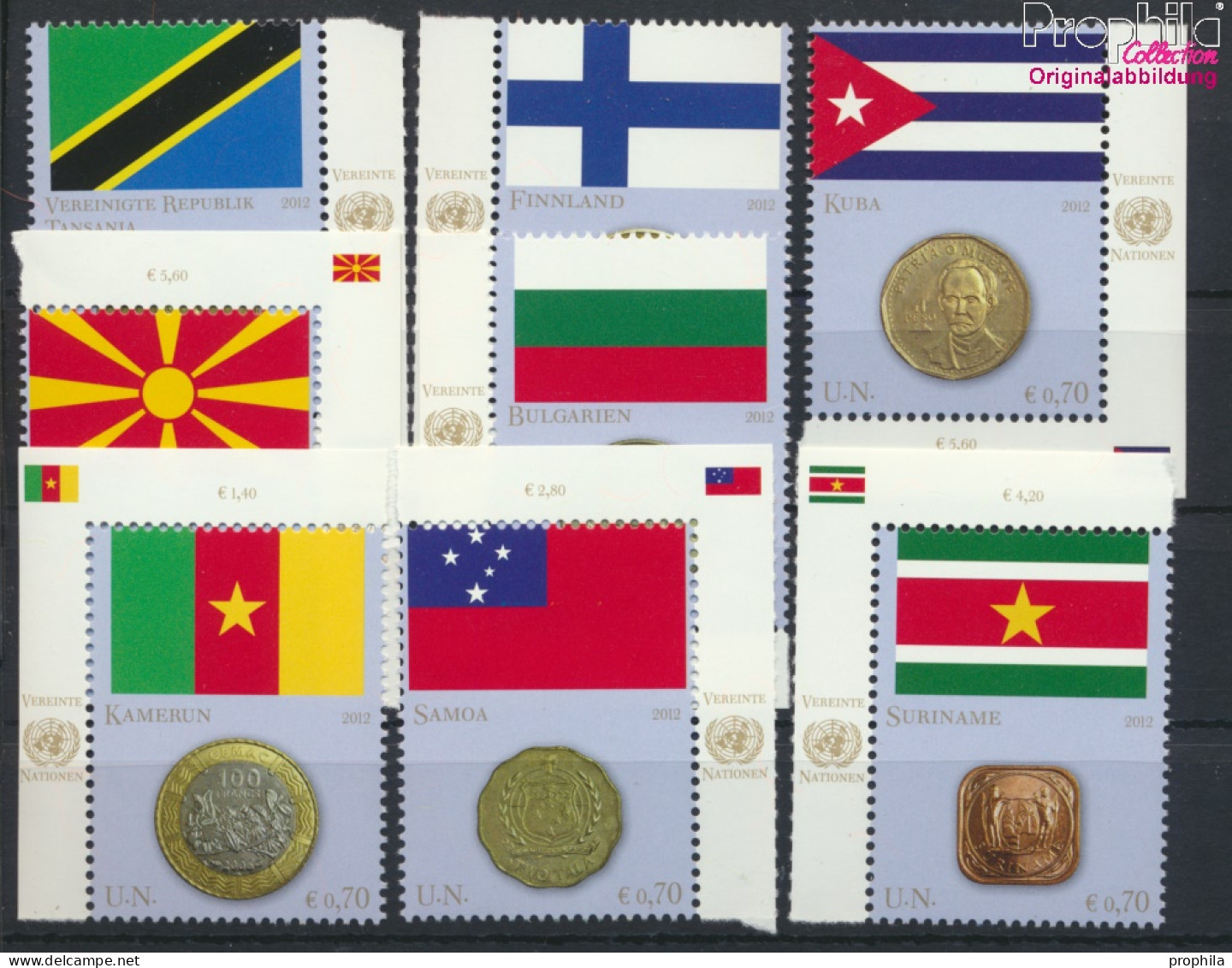 UNO - Wien 738-745 (kompl.Ausg.) Postfrisch 2012 Flaggen Und Münzen (10054434 - Ongebruikt