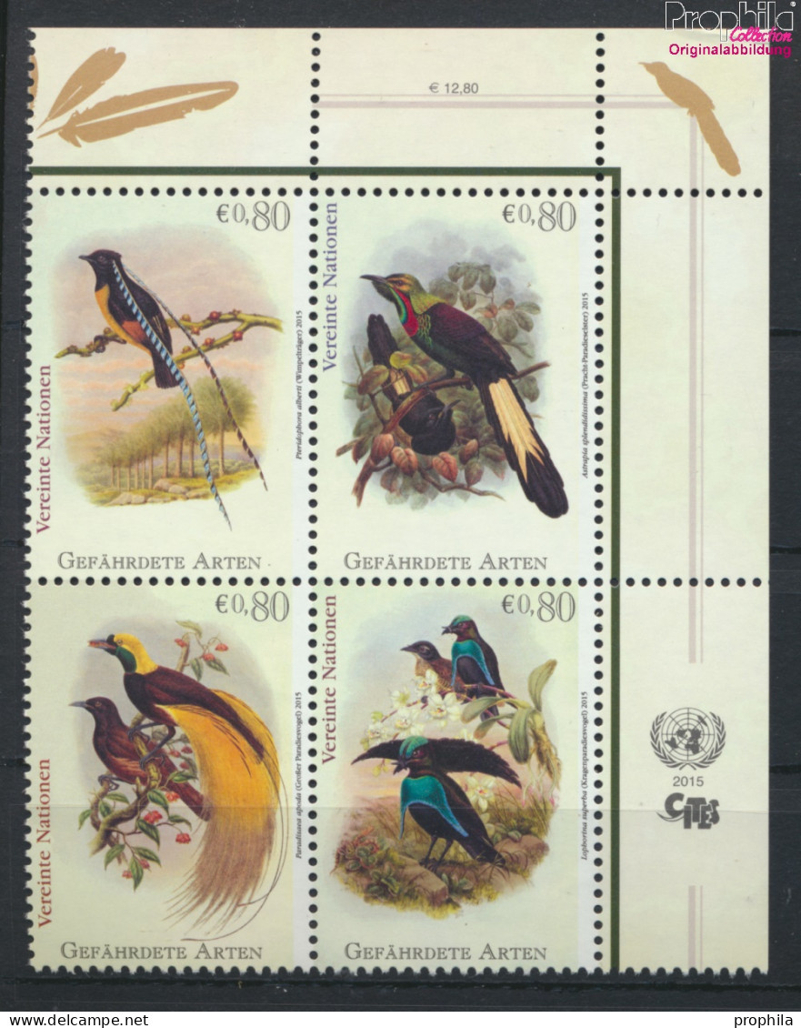 UNO - Wien 878-881 Viererblock (kompl.Ausg.) Postfrisch 2015 Paradiesvögel (10054425 - Unused Stamps