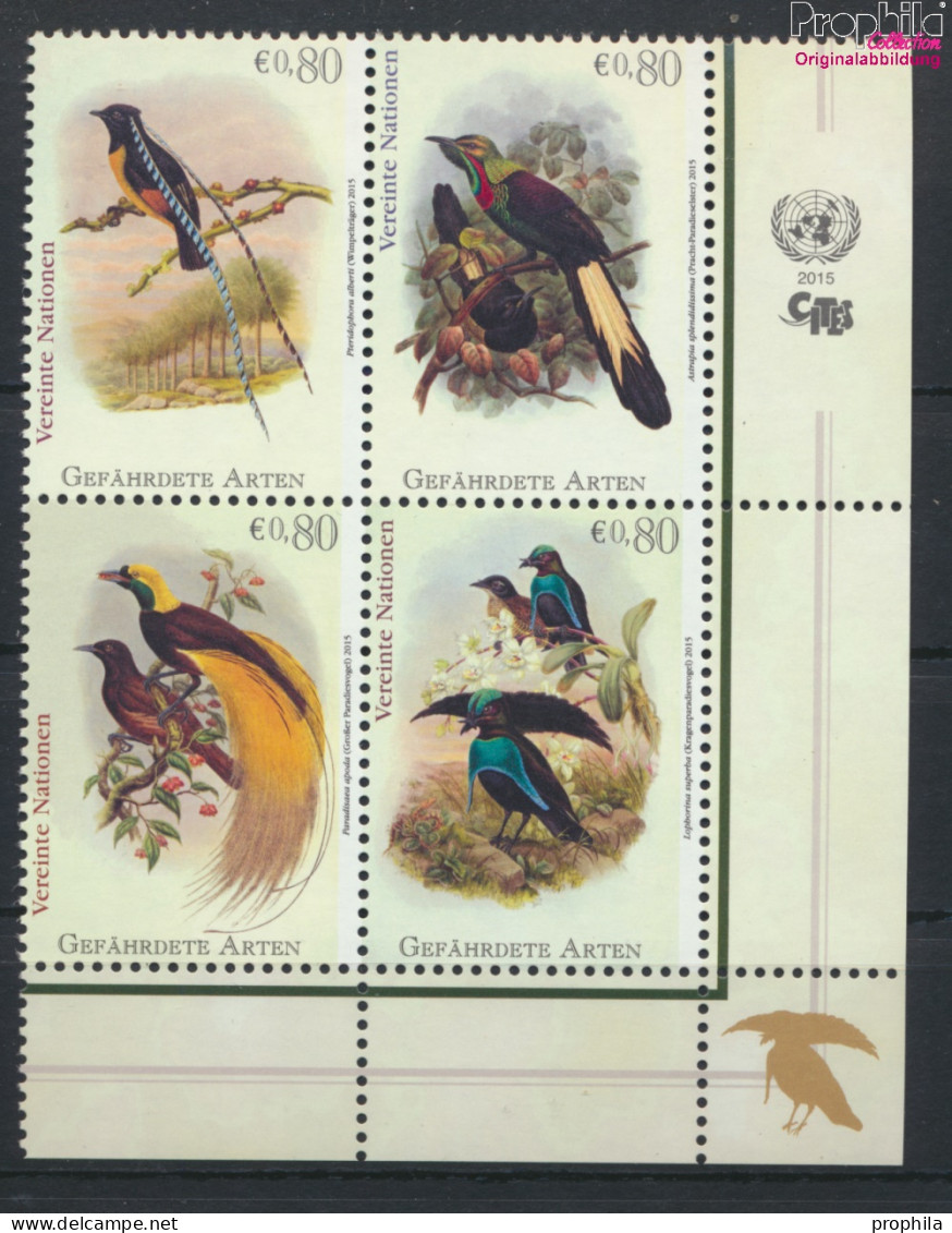 UNO - Wien 878-881 Viererblock (kompl.Ausg.) Postfrisch 2015 Paradiesvögel (10054427 - Unused Stamps