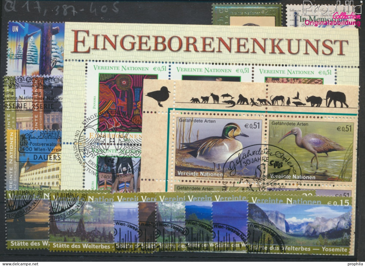 UNO - Wien Gestempelt UNESCO-Welterbe 2003 Eingeborenenkunst, Vögel, USA U.a.  (10054398 - Oblitérés