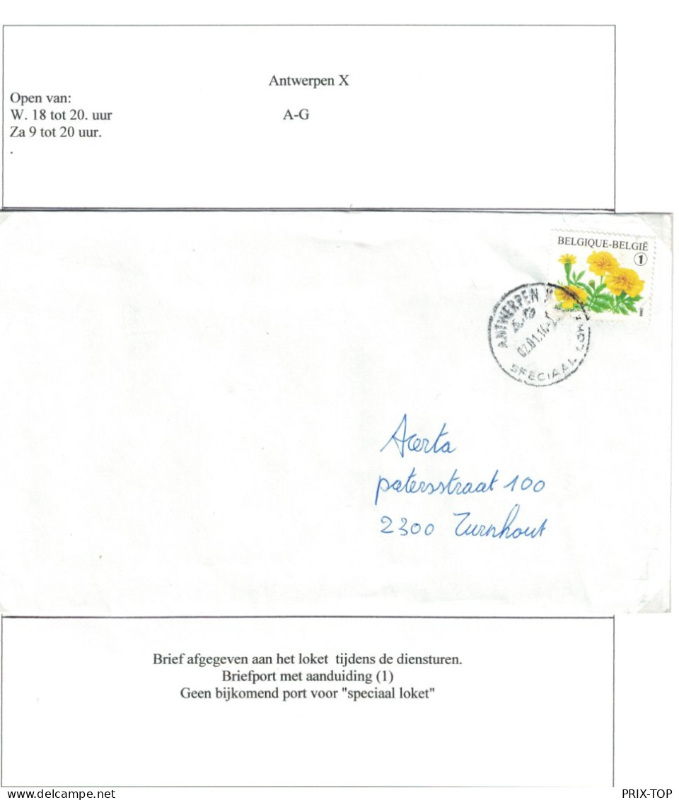 TP 3824 Fleurs S/L. Obl. Antwerpen 01/01/14 Speciaal Loket > Turnhout - Cartas & Documentos