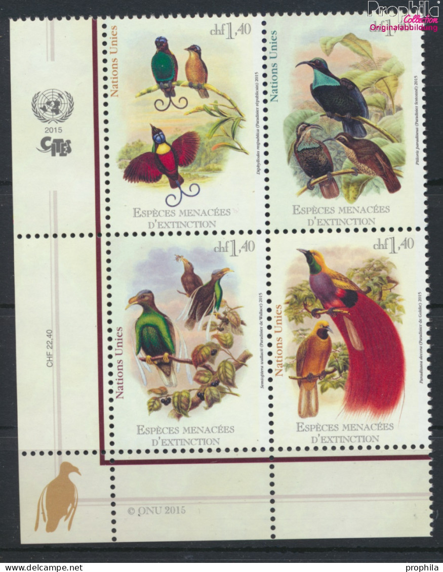 UNO - Genf 908-911 Viererblock (kompl.Ausg.) Postfrisch 2015 Paradiesvögel (10054247 - Unused Stamps