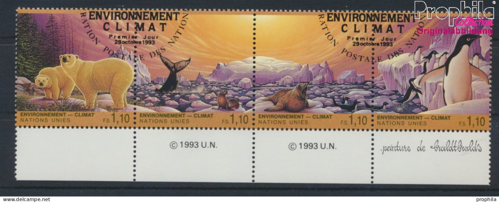 UNO - Genf 239-242 Viererstreifen (kompl.Ausg.) Gestempelt 1993 Klimaveränderung (10072904 - Used Stamps