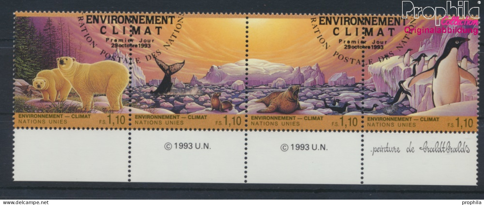 UNO - Genf 239-242 Viererstreifen (kompl.Ausg.) Gestempelt 1993 Klimaveränderung (10072916 - Used Stamps