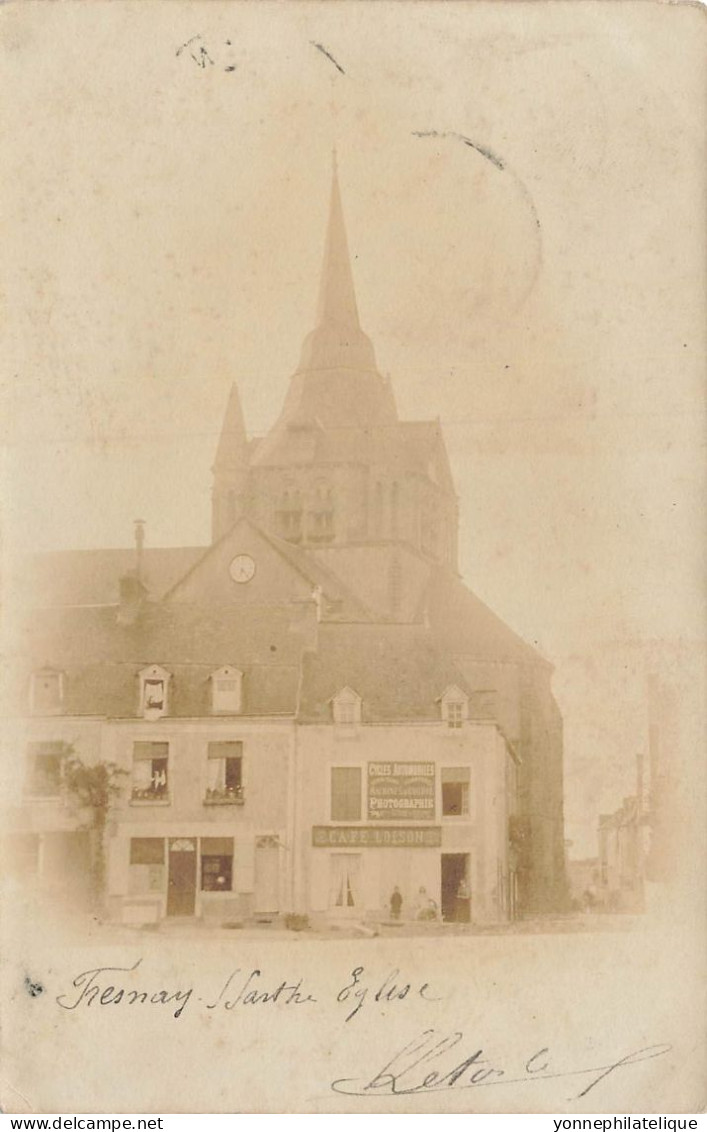 72 - SARTHE - FRESNAY-SUR-SARTHE - Carte Photo église - Animation - 10432 - La Fresnaye Sur Chédouet