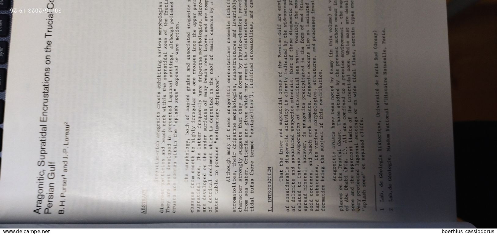 ARAGONITIC SUPRATIDAL ENCRUSTATIONS ON THE TRUCIAL COAST, PERSIAN GULF 1973 B. H. PURSER AND J. P. LOREAU - Sciences De La Terre