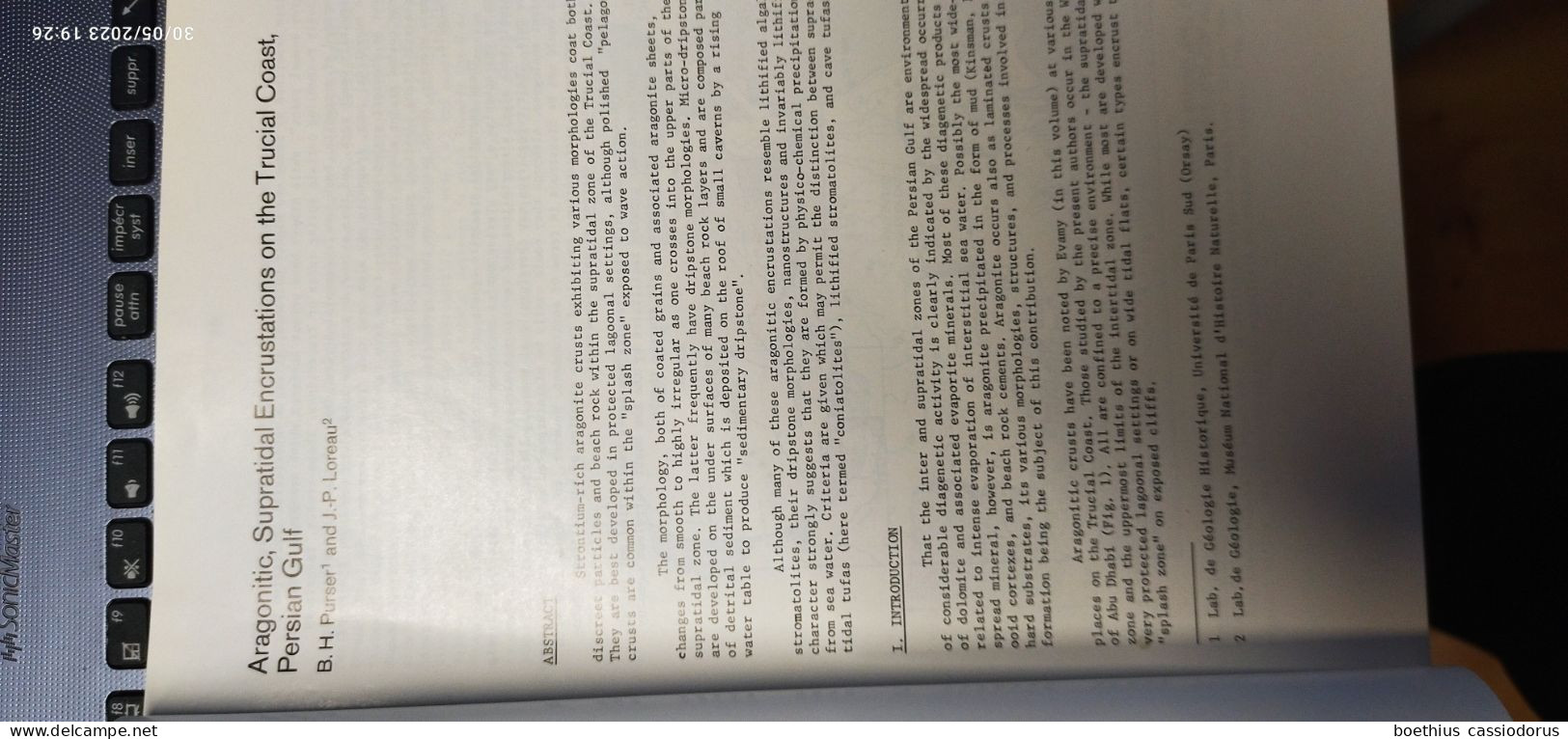 ARAGONITIC SUPRATIDAL ENCRUSTATIONS ON THE TRUCIAL COAST, PERSIAN GULF 1973 B. H. PURSER AND J. P. LOREAU - Sciences De La Terre