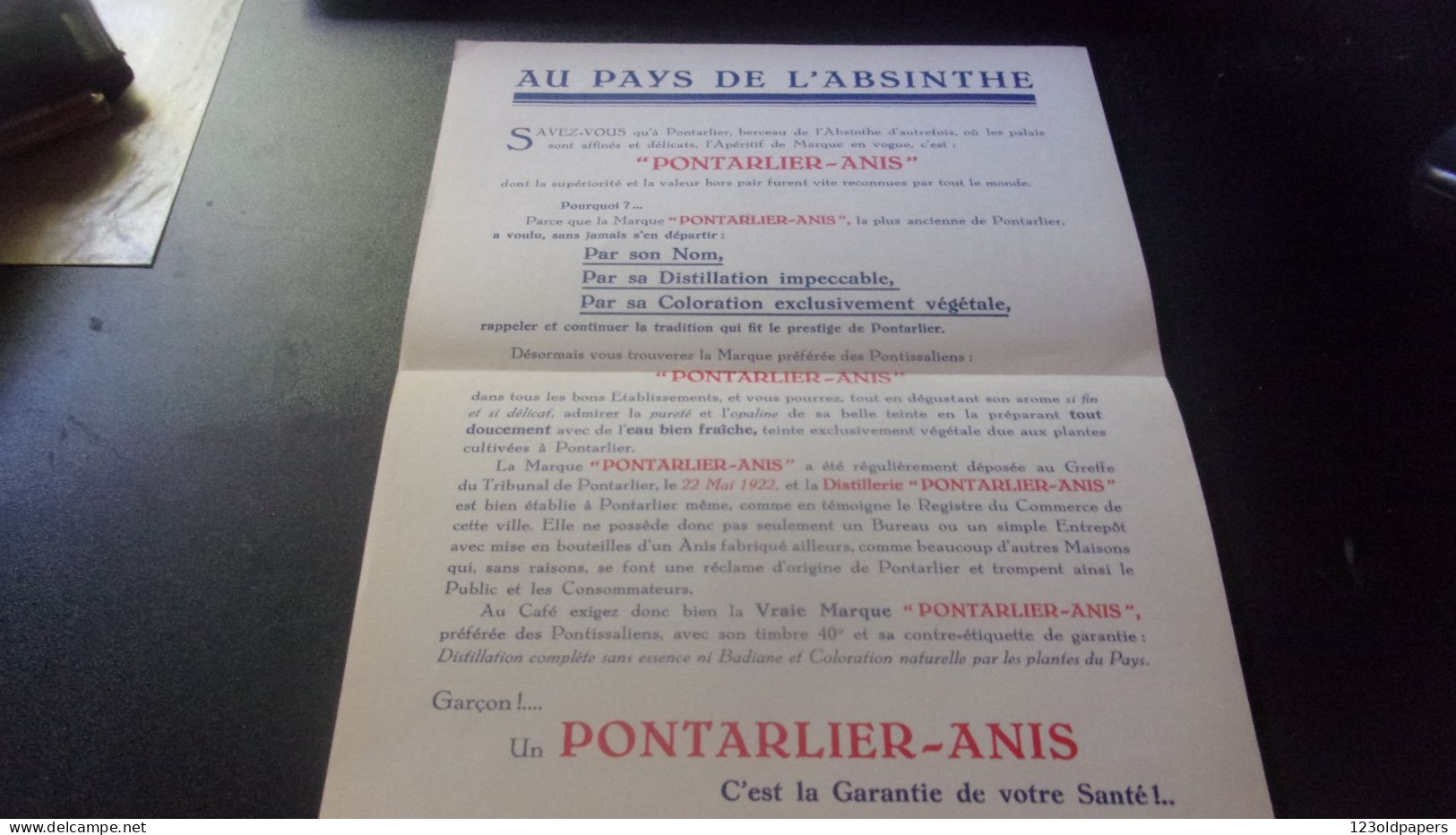 25 PONTARLIER  BELLE PUBLICITE PONTARLIER ANIS- ETS. ARMAND GUY-DISTILLERIE ANIS AIGLE- ABSINTHE - Other & Unclassified