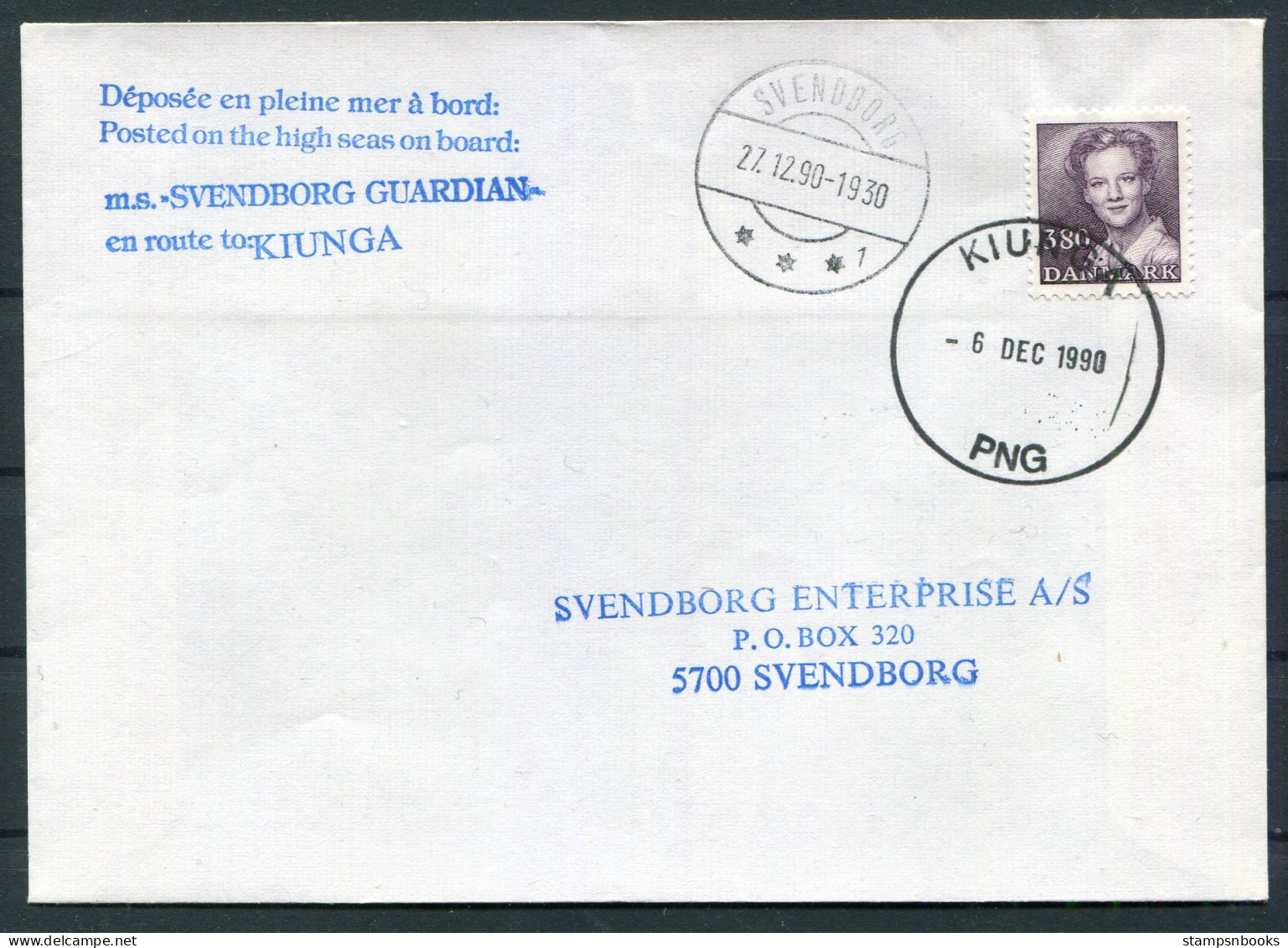 1990 Denmark Svendborg M.S. "SVENDBORG GUARDIAN" Kiunga P.N.G. Papua Paquebot Ship Cover - Brieven En Documenten