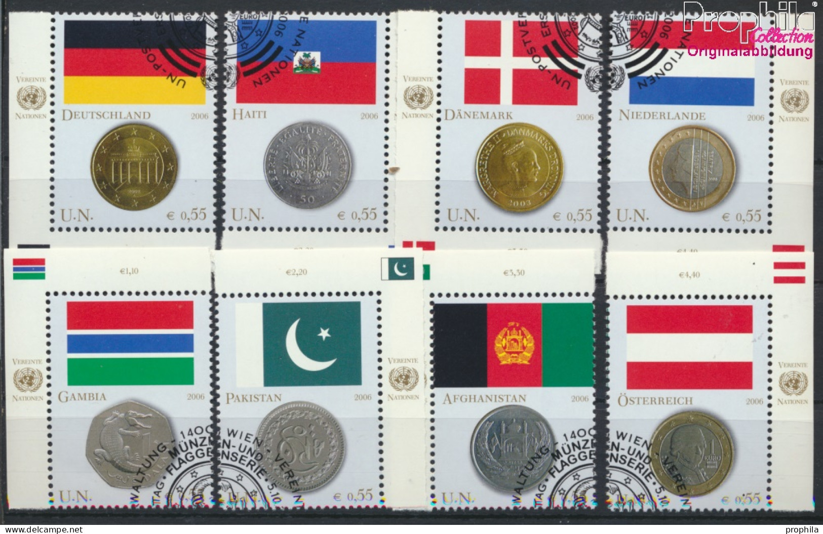 UNO - Wien 477-484 (kompl.Ausg.) Gestempelt 2006 Flaggen Und Münzen (10054404 - Used Stamps