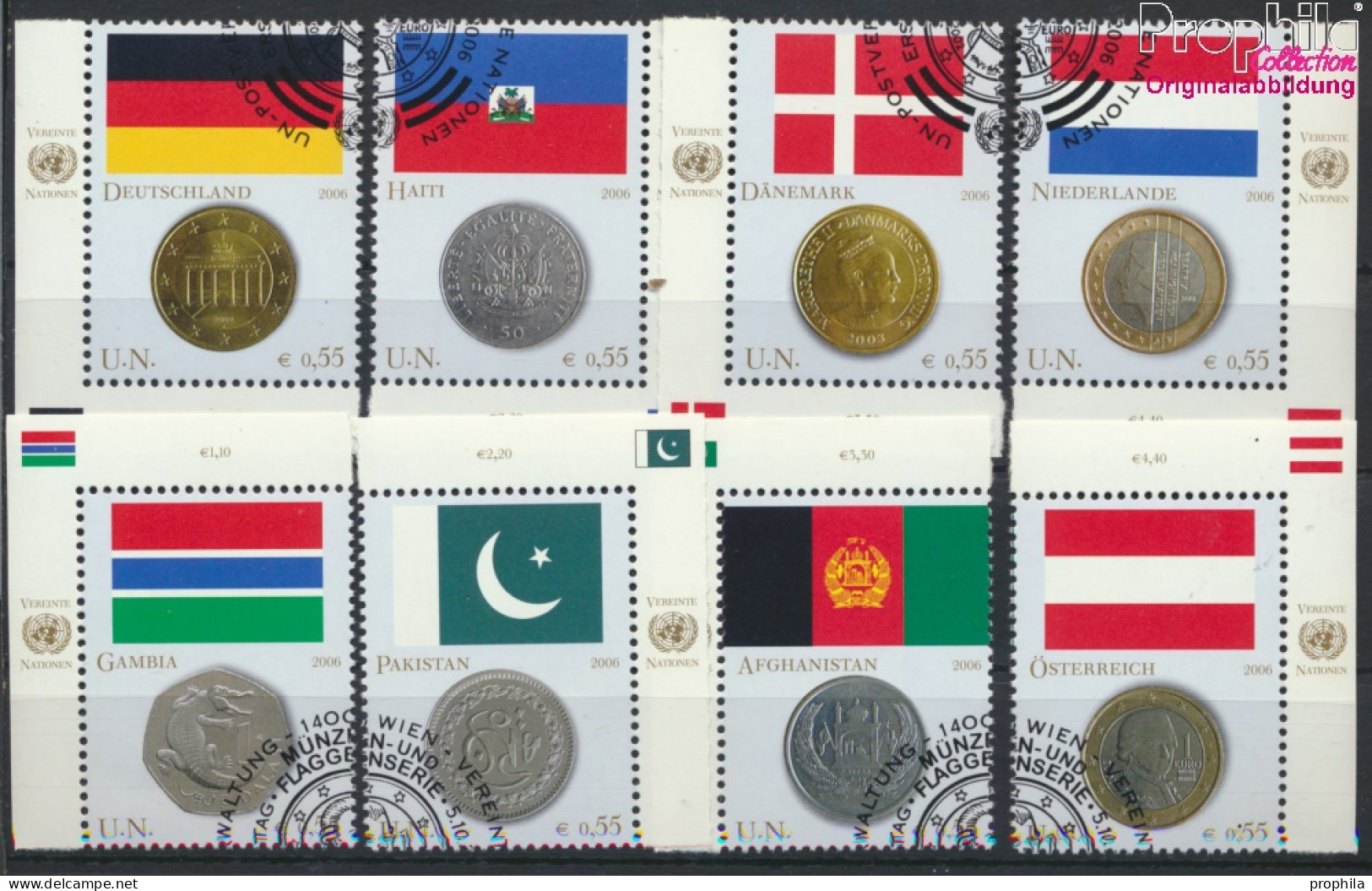 UNO - Wien 477-484 (kompl.Ausg.) Gestempelt 2006 Flaggen Und Münzen (10054404 - Oblitérés