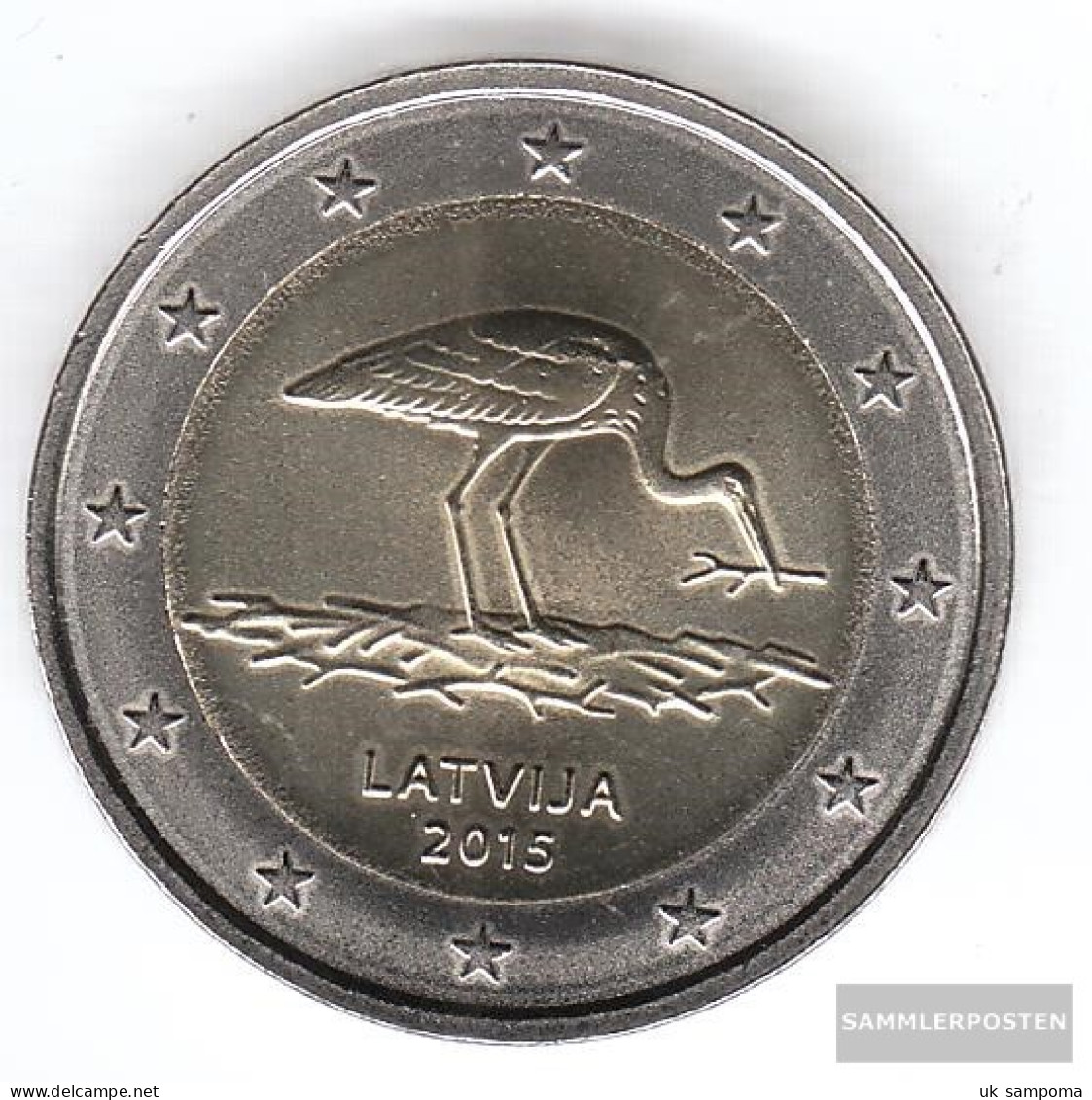 Latvia 2015 Stgl./unzirkuliert Reprint: 1 Million. Stgl./unzirkuliert 2015 2 Euro Schwarzstorch - Lettonie