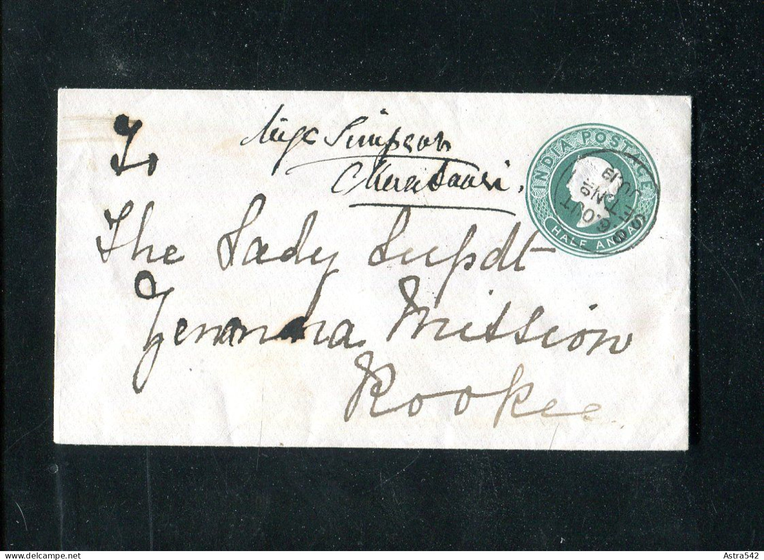 "INDIEN" 1887, Ganzsachenumschlag Gestempelt (13261) - Enveloppes