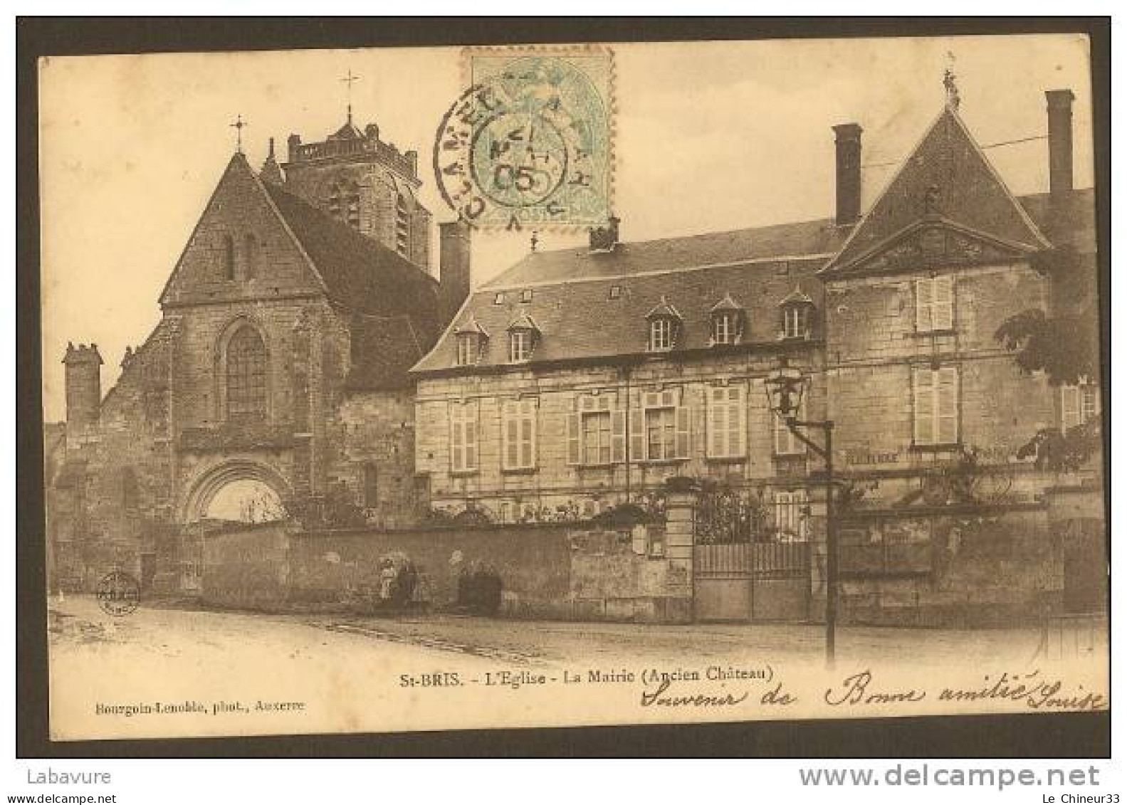 89-----SAINT BRIS---l'eglise La Mairie (ancien Chateau) Animée ---précurseur - Saint Bris Le Vineux