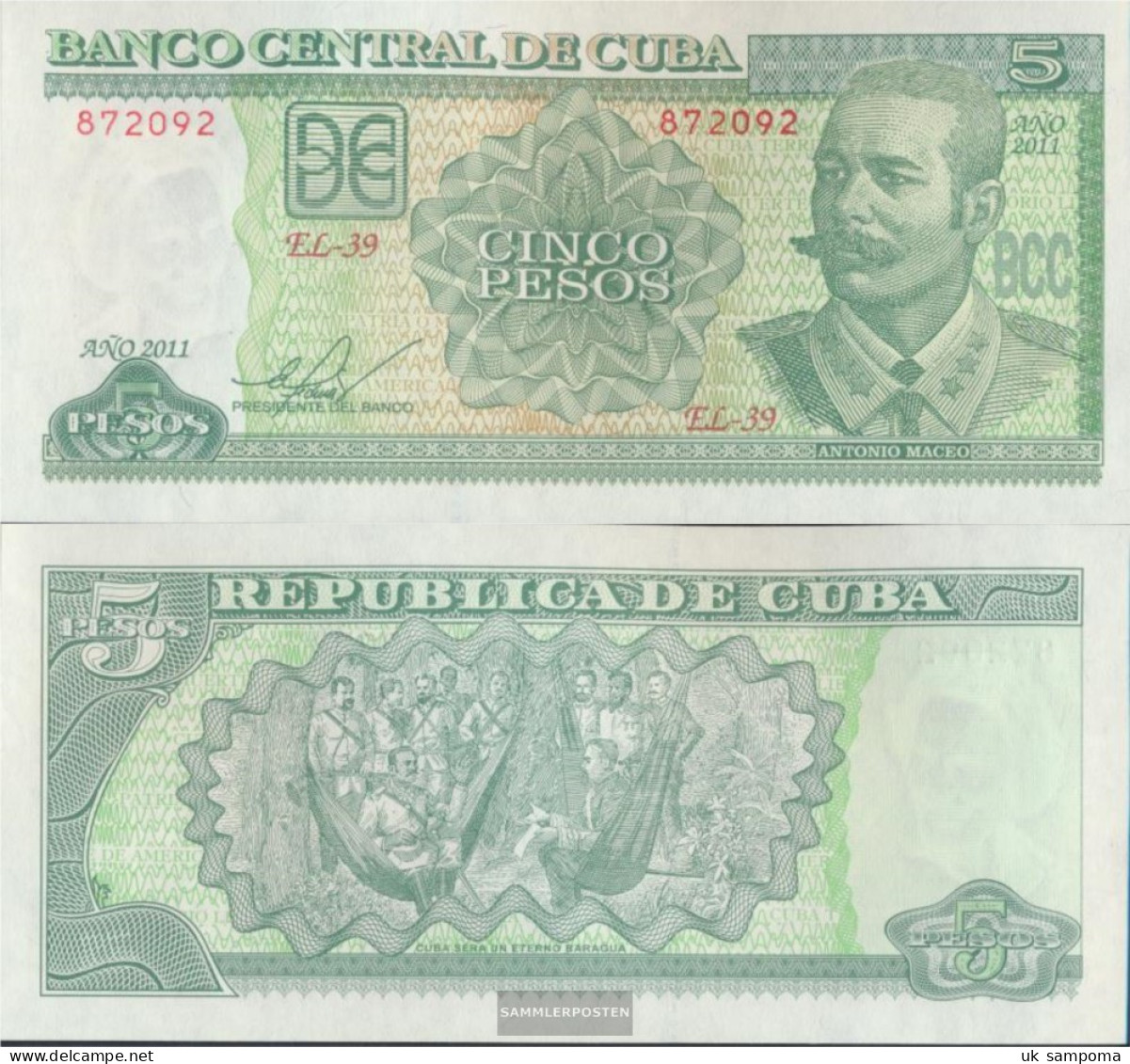 Cuba Pick-number: 116l Uncirculated 2011 5 Pesos - Cuba